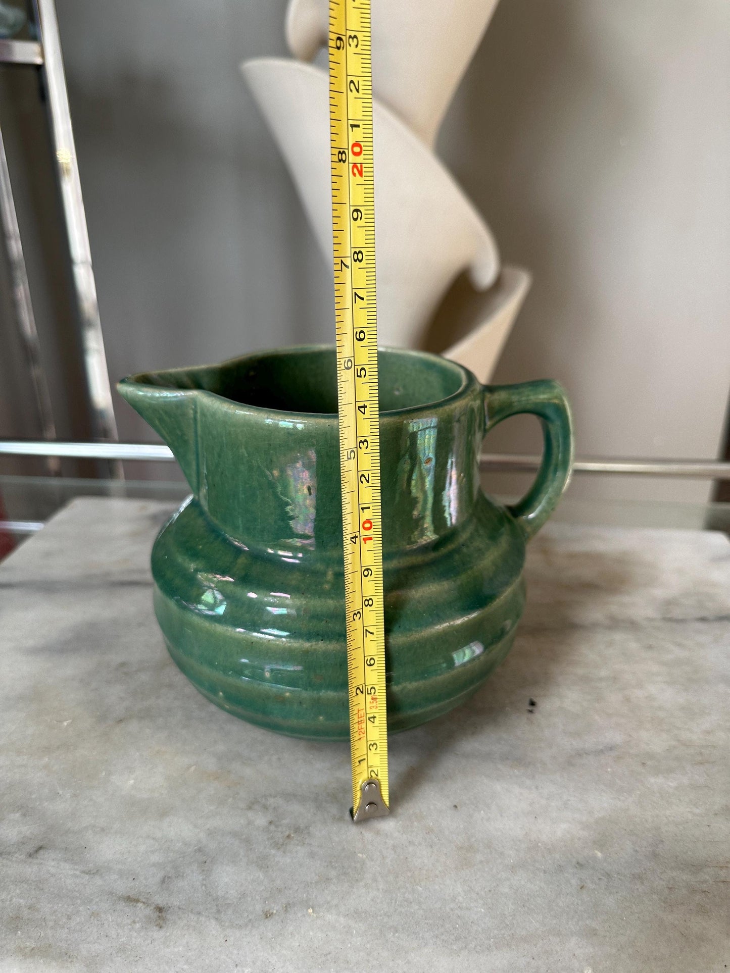 McCoy Buttermilk Pitcher | Anchor McCoy Buttermilk Pitcher | Green USA Pottery | VintasticCo