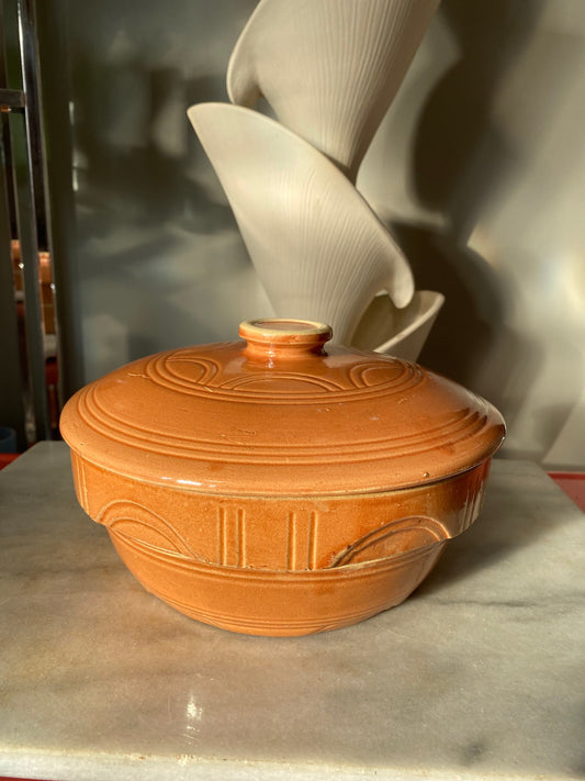Vintage OvenWare USA 8 | Farmhouse Stoneware Bowl with Lid