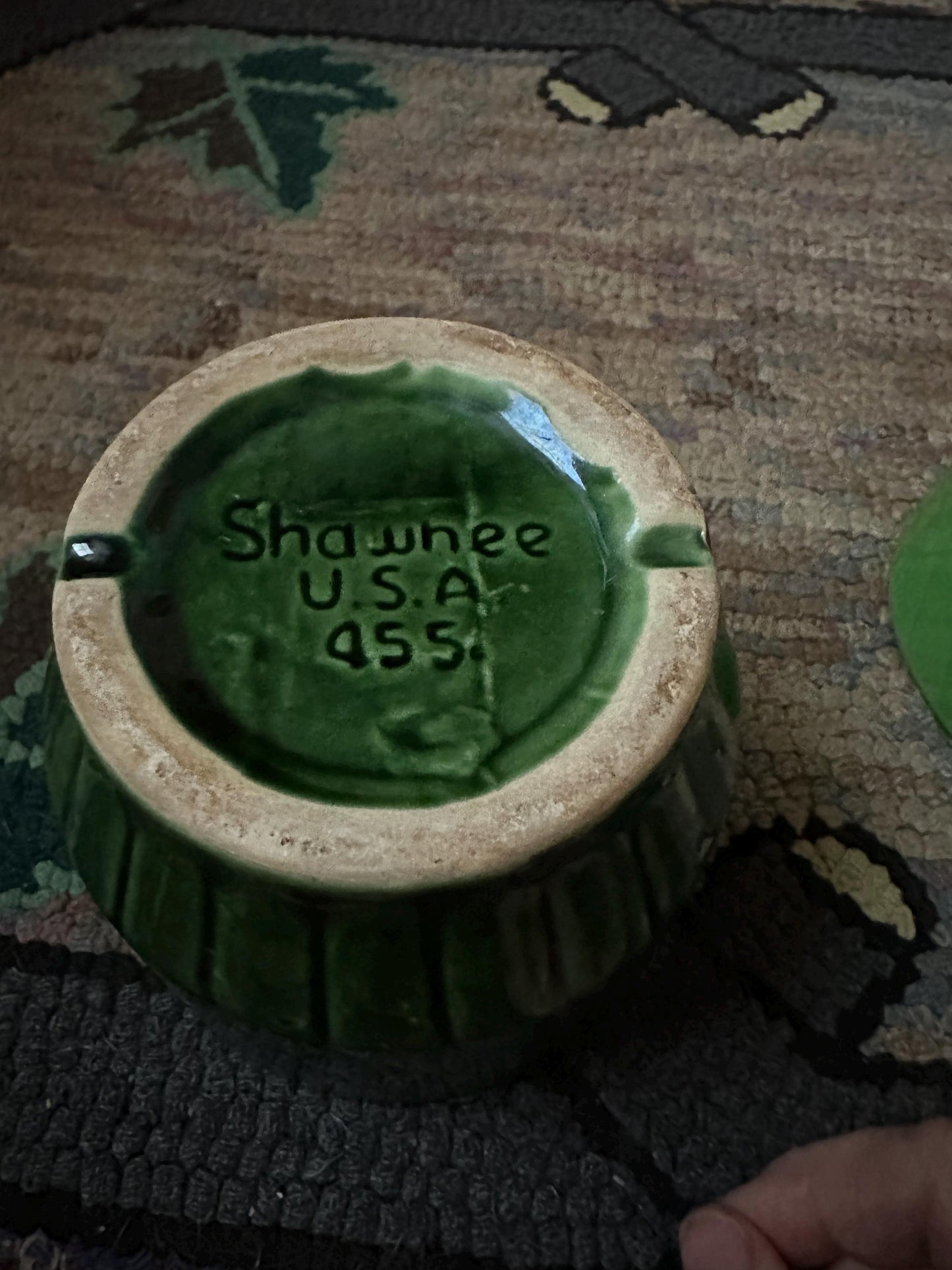 Set of Two Shawnee Pottery USA Planters | Two Shades of Green | Diamknd Pattetn | USA Pottery