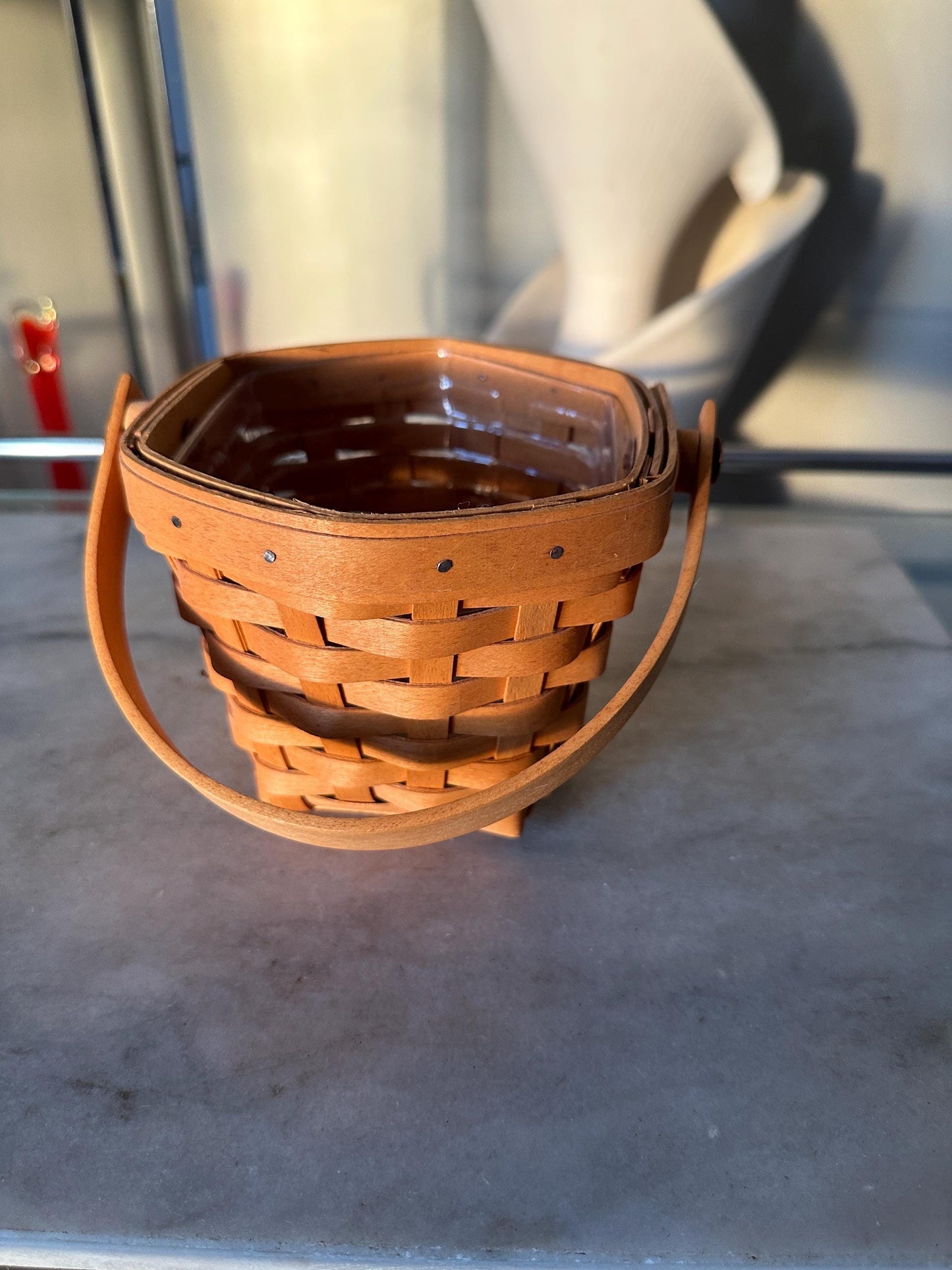2001 Longaberger "American Cancer Society" Hexagon Basket With PROTECTOR