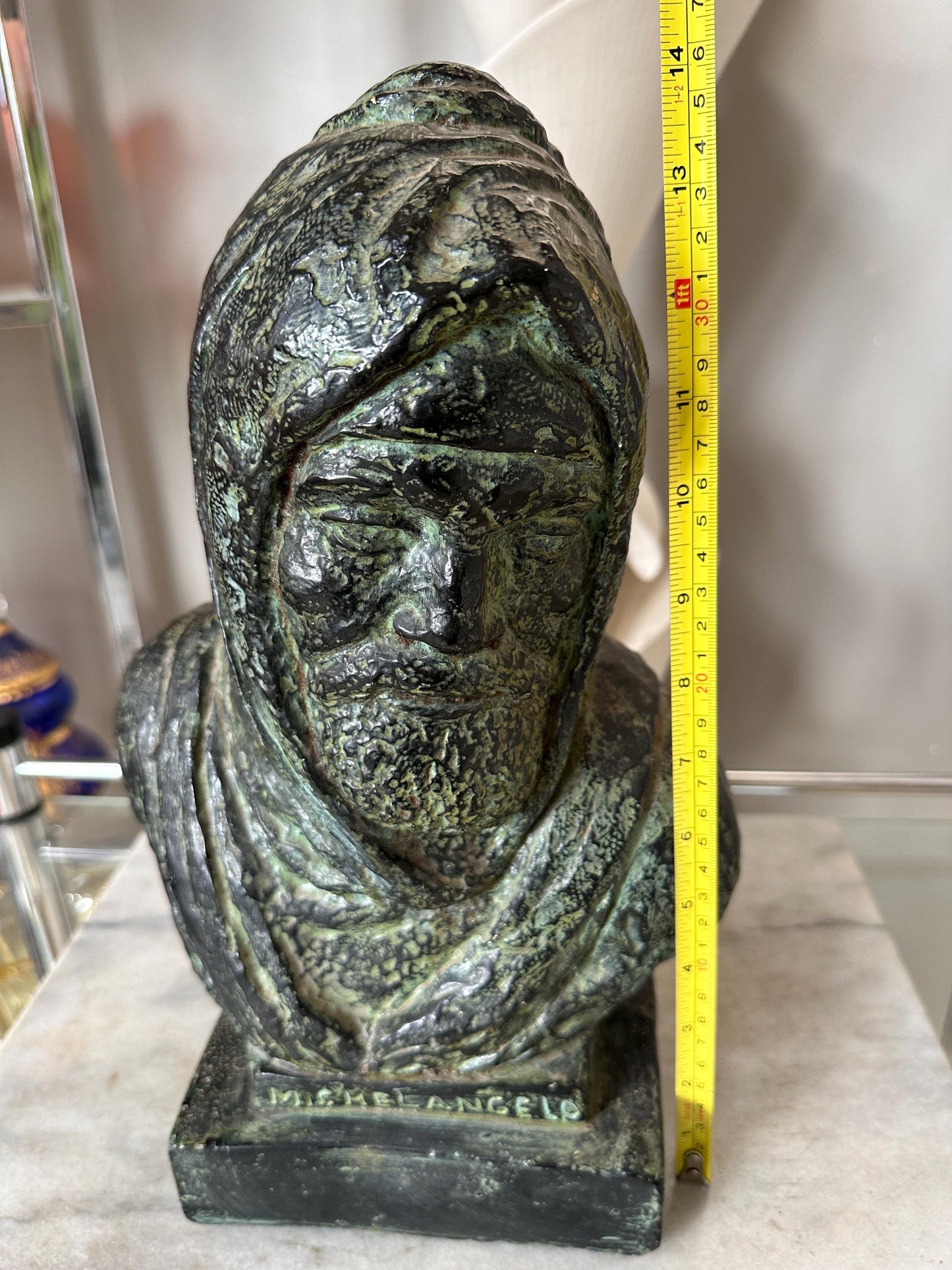 1960s Vintage Michelangelo Sculpture Self Portrait Bust by Austin Productions Art
