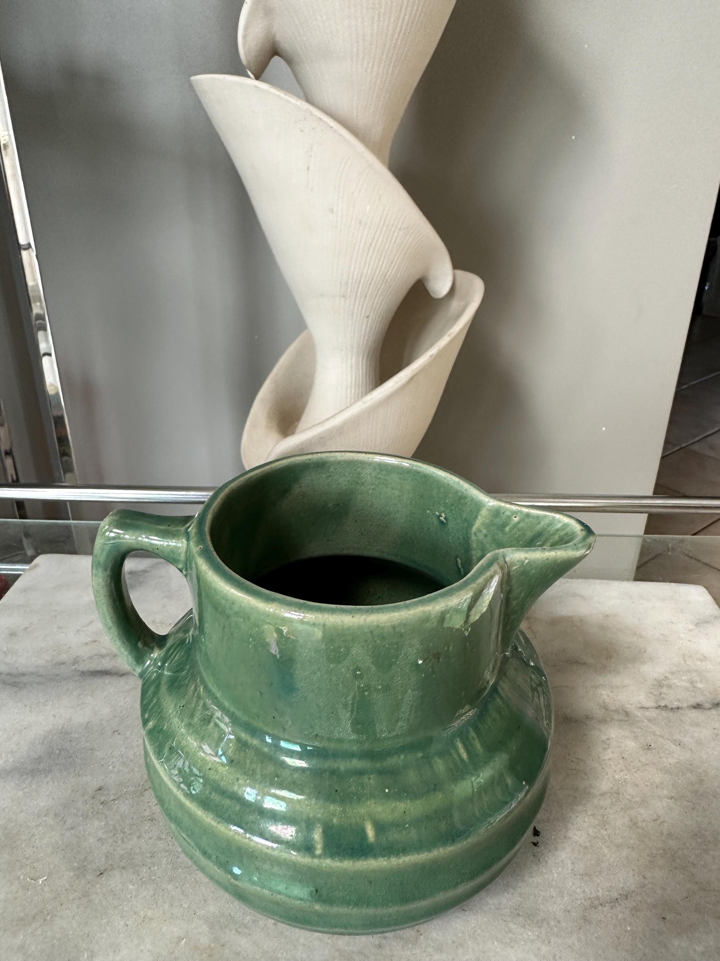McCoy Buttermilk Pitcher | Anchor McCoy Buttermilk Pitcher | Green USA Pottery | VintasticCo