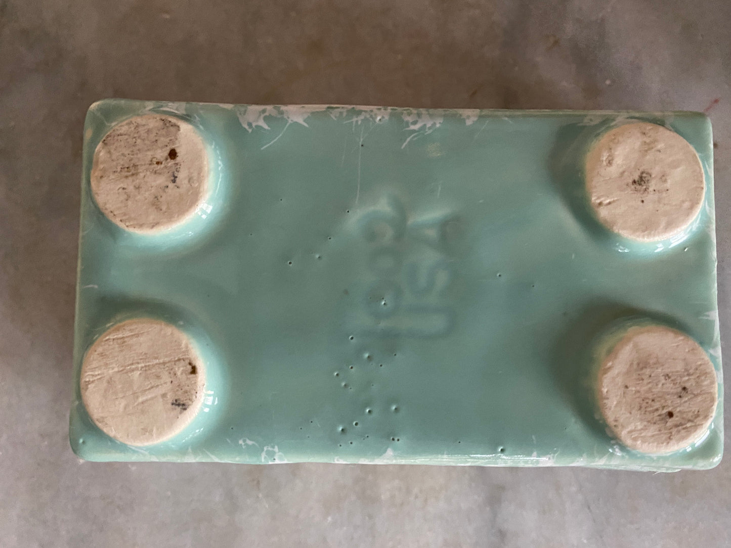 Blue Sequoia Pottery Planter Vintage Flower Pot Retro Mid Century Speckled Confetti Spatterware USA ~ Art Deco Sequoia USA Pottery Planter