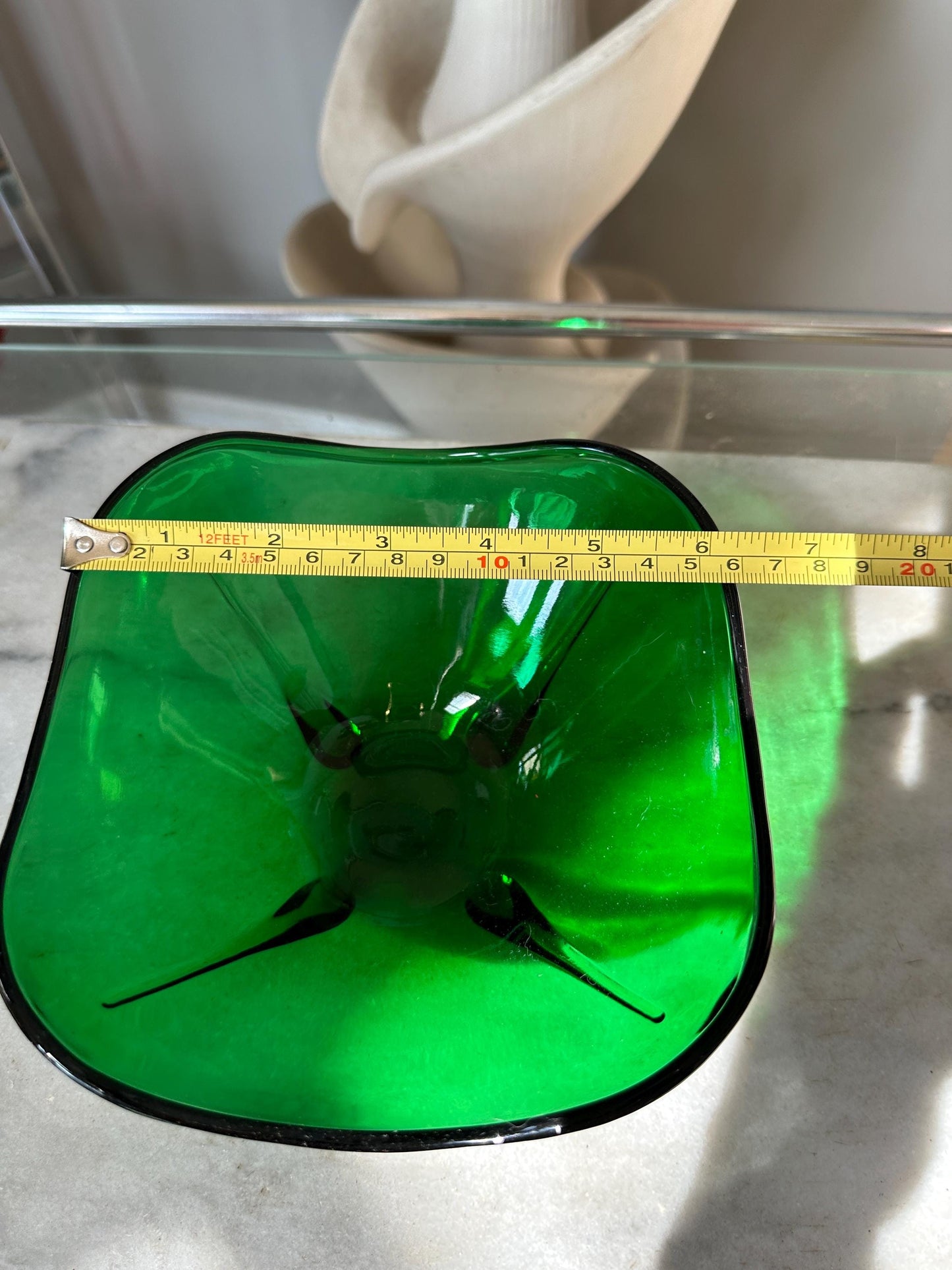 Anchor Hocking Glass Forest Green SWEDISH MODERN 6-1/2" Square Bowl