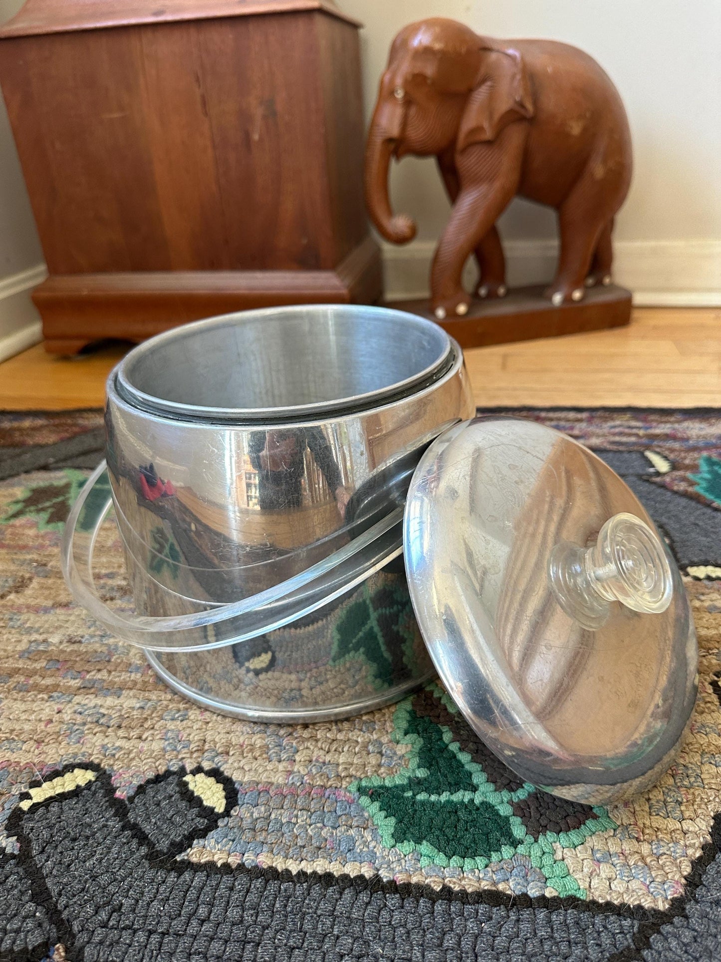 1950's Kromex Chrome Ice Bucket-MCM-Barware-Aluminum-Mid Century-Bar-Cocktails-Drinkware-Atomic-Bar Cart Accessories-Wine Cooler-Chiller