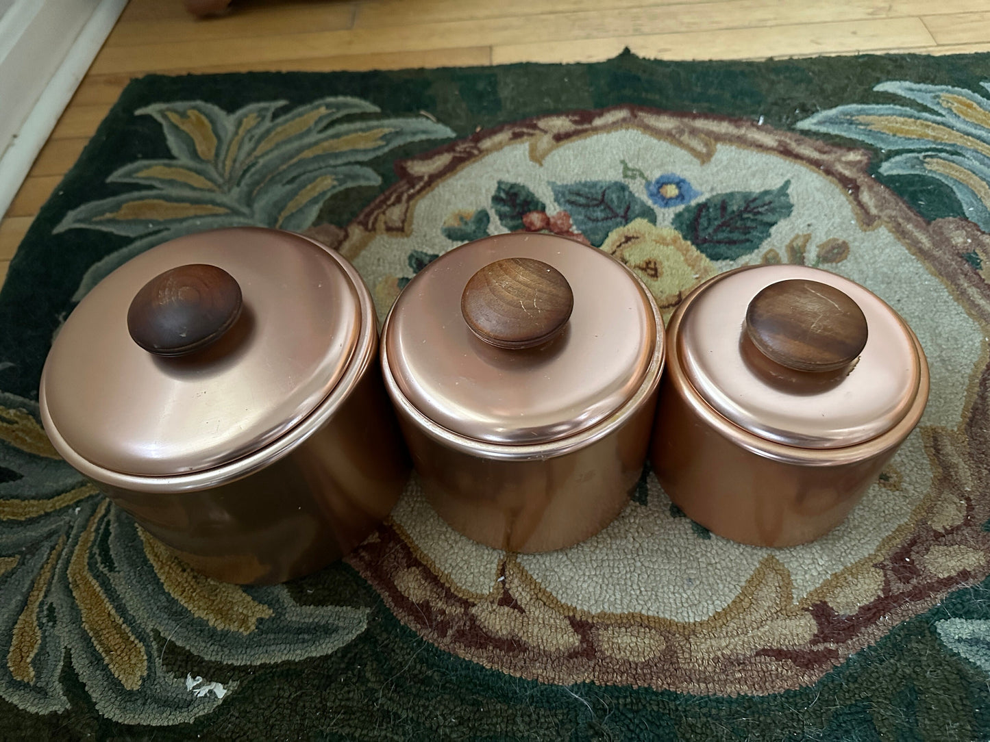 Vintage Mirro Aluminum Canisters with Wood Handles - Set of 3 - Made in USA