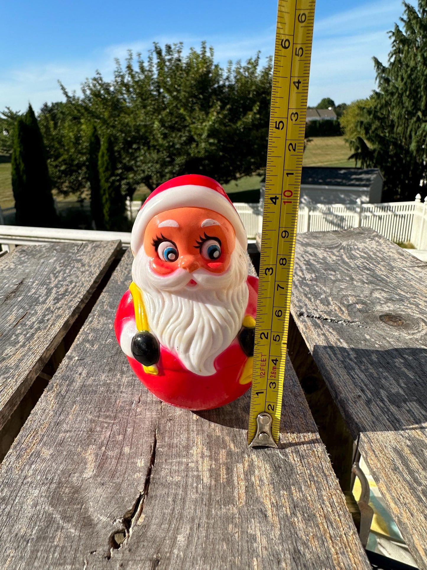 Vintage Roly Poly Santa Claus Musical Toy Red Christmas 4.5” Kiddie Products