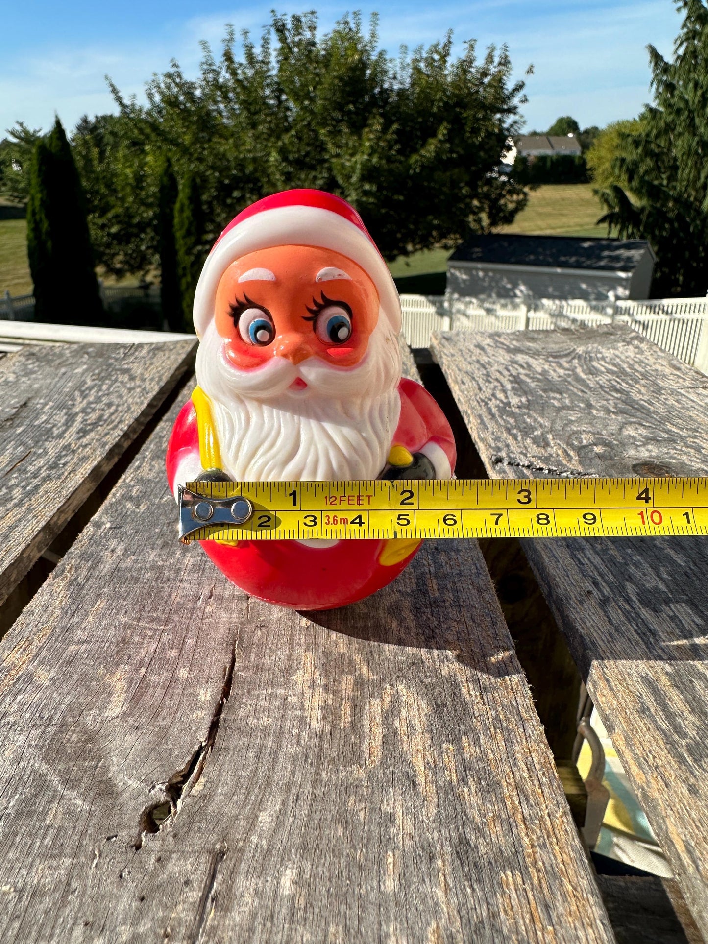 Vintage Roly Poly Santa Claus Musical Toy Red Christmas 4.5” Kiddie Products