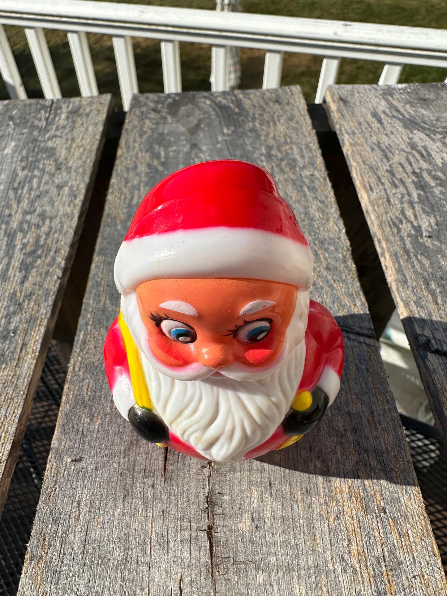 Vintage Roly Poly Santa Claus Musical Toy Red Christmas 4.5” Kiddie Products