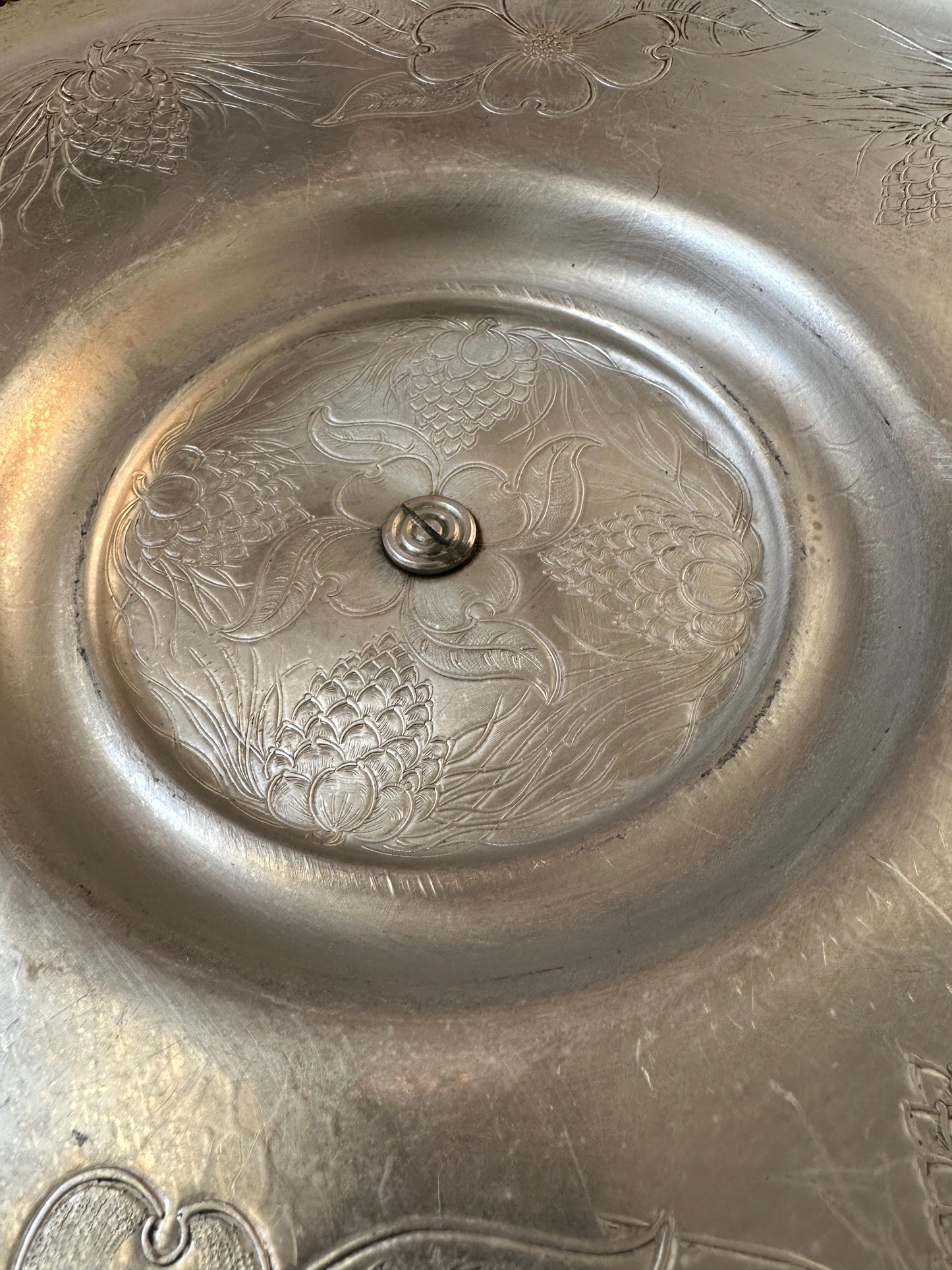 Vintage Wilson Specialties Lazy Susan: Hand-Wrought Aluminum & Divided Glass