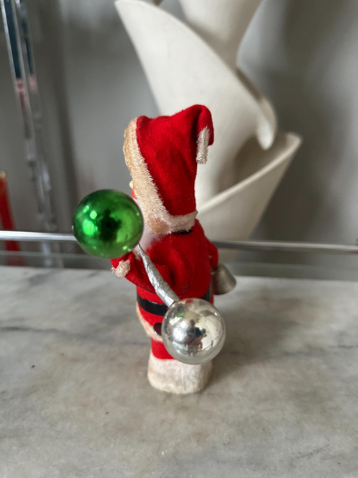 Vintage Wind-Up Santa Toy: 1950s Ringing Bell, Made in Japan