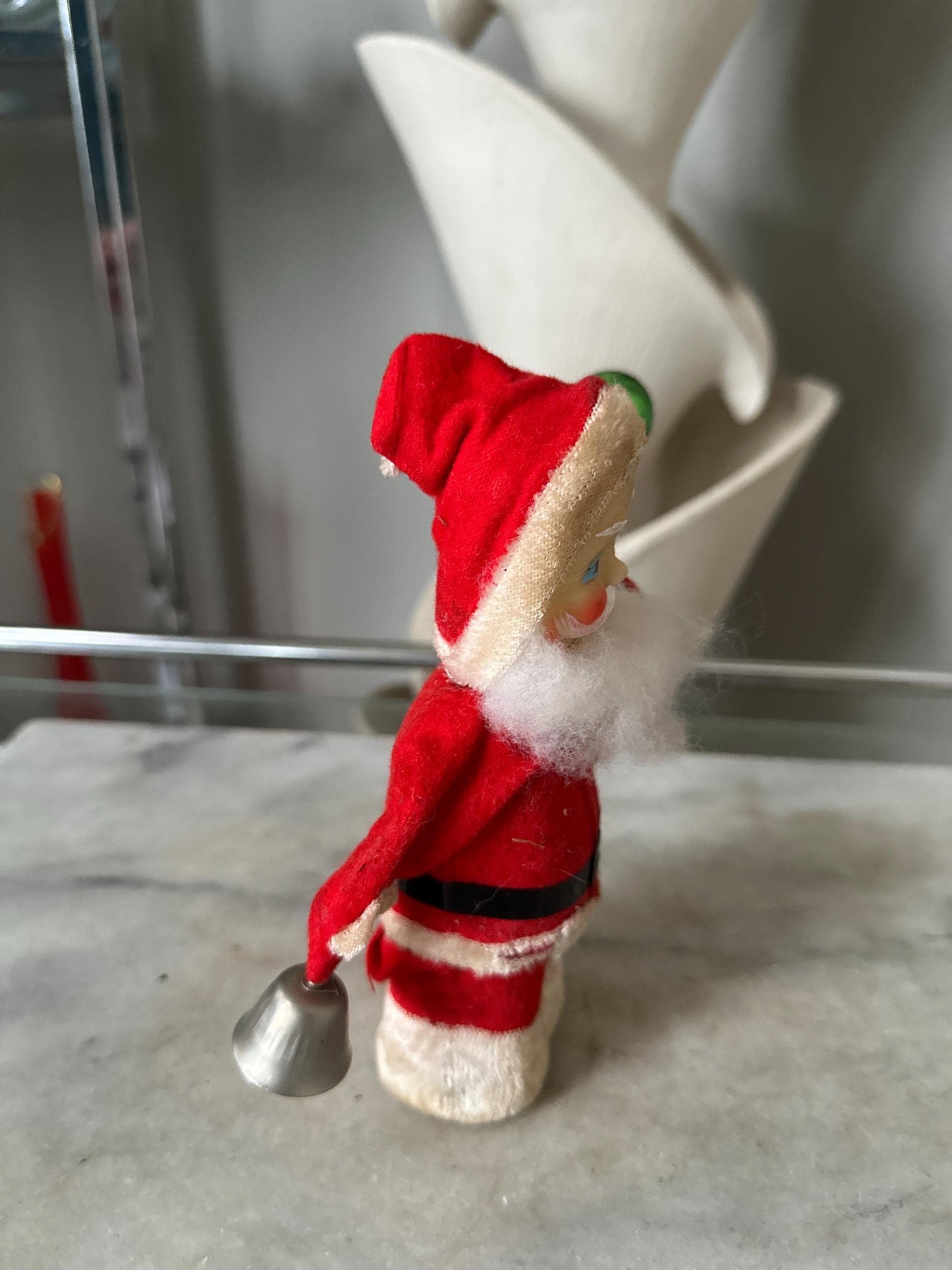 Vintage Wind-Up Santa Toy: 1950s Ringing Bell, Made in Japan