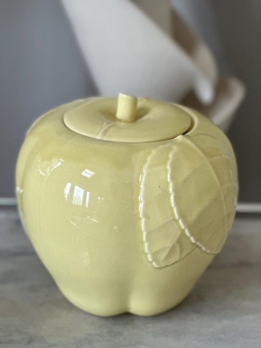 Rare* Yellow Hull Pottery Blushing Apple 1940's Mid Century Cookie Jar
