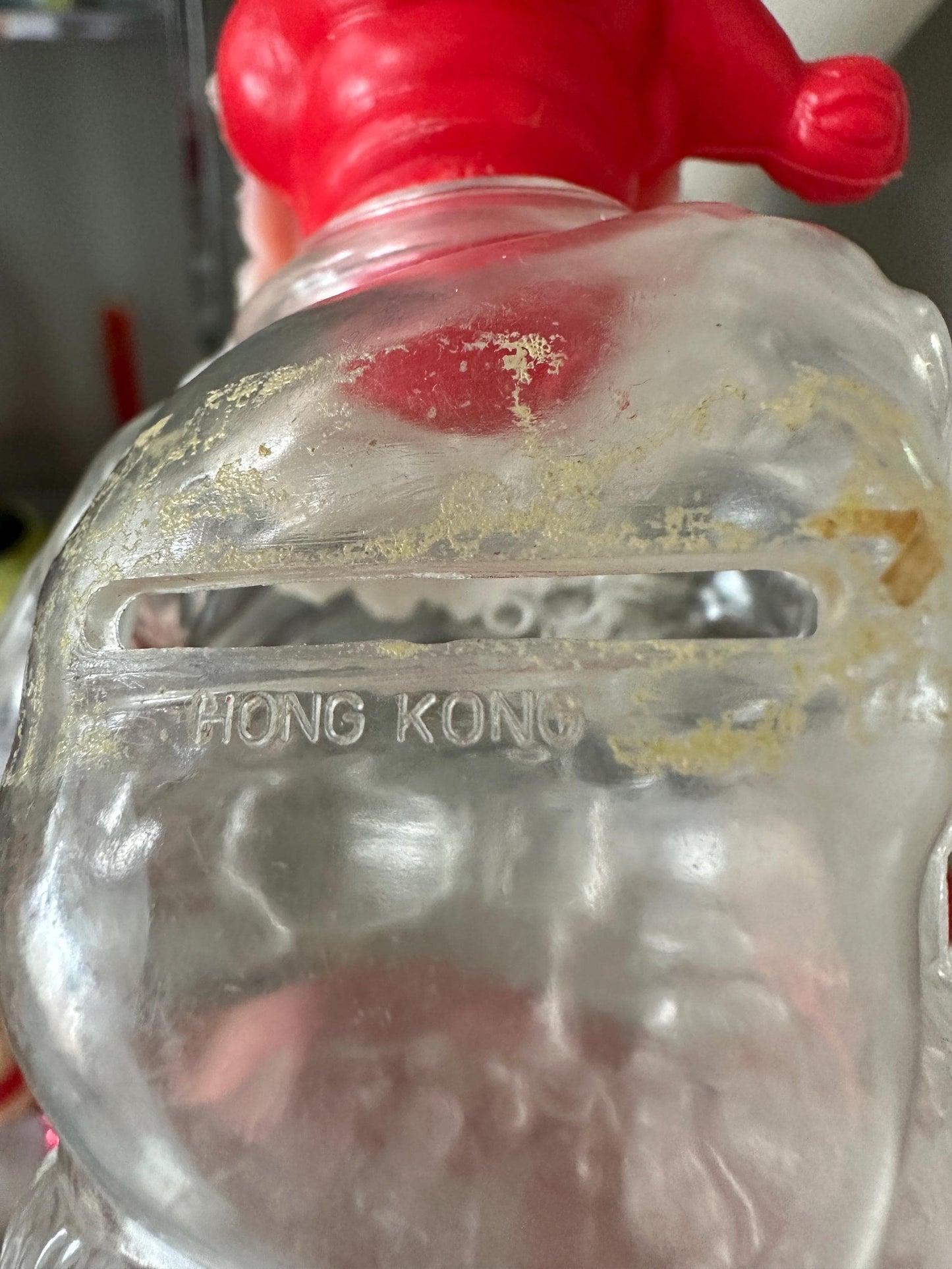 Vintage Santa Claus Candy Container, Hard Plastic, made in Hong Kong, from the 1950s