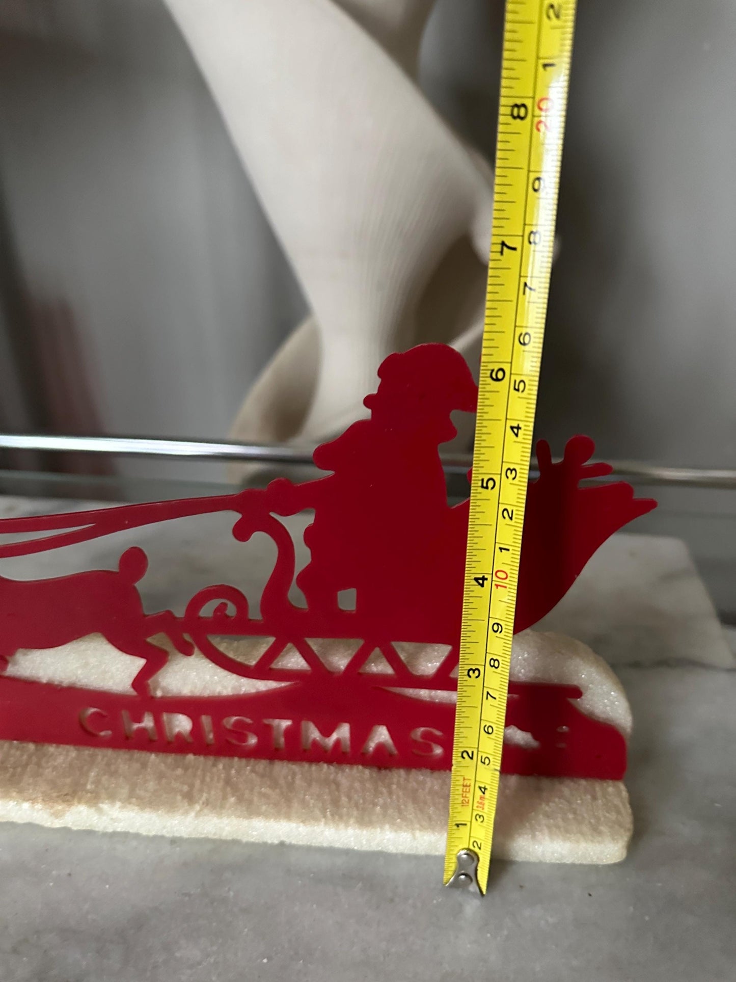 Vintage Kitschy Christmas Sign | Santa Sleigh and Reindeer |