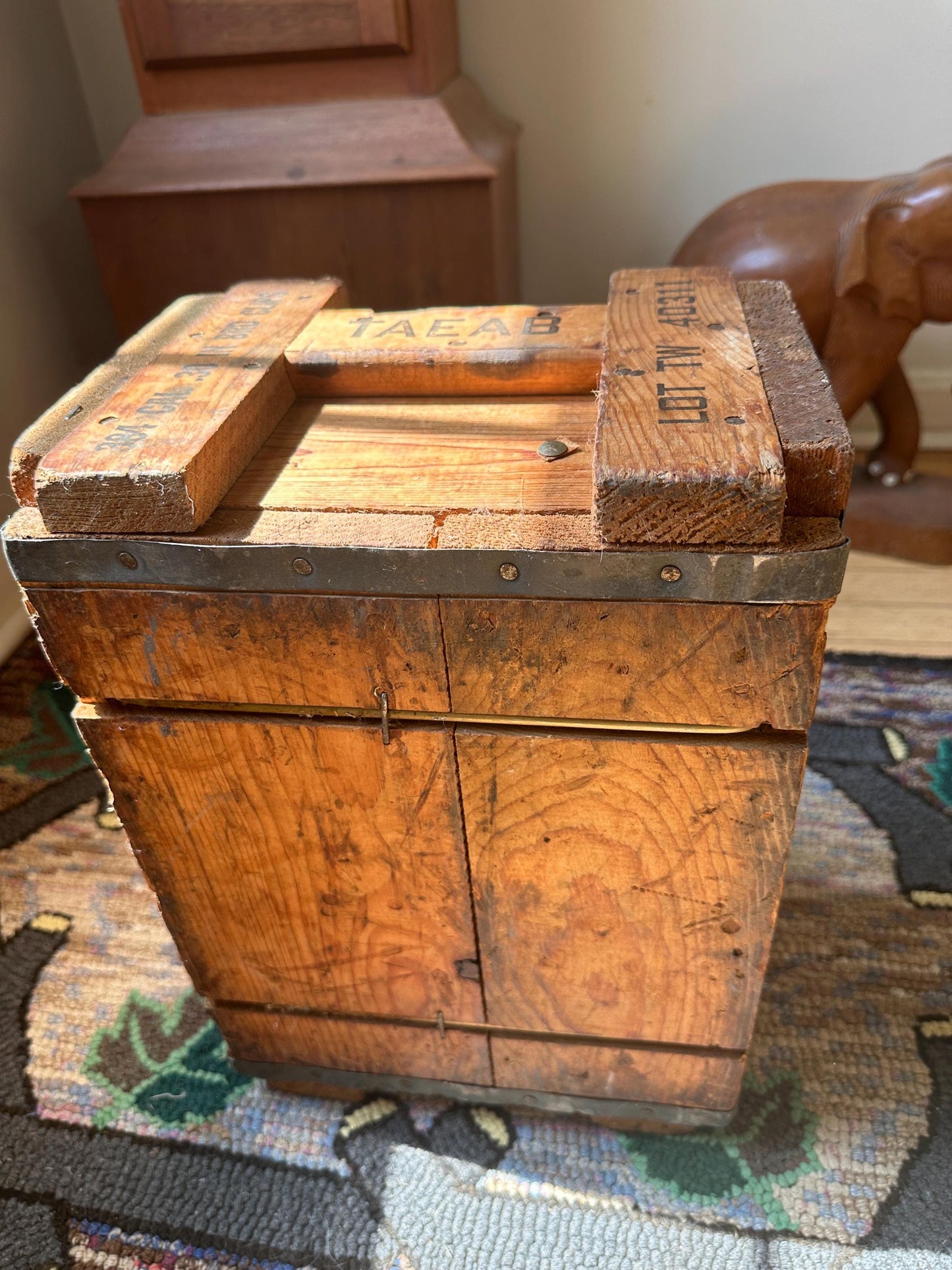 US Army Cal .30 Ball AN-M2 Wood Flaming Bomb Ammo Crate, Militaria, Industrial Decor