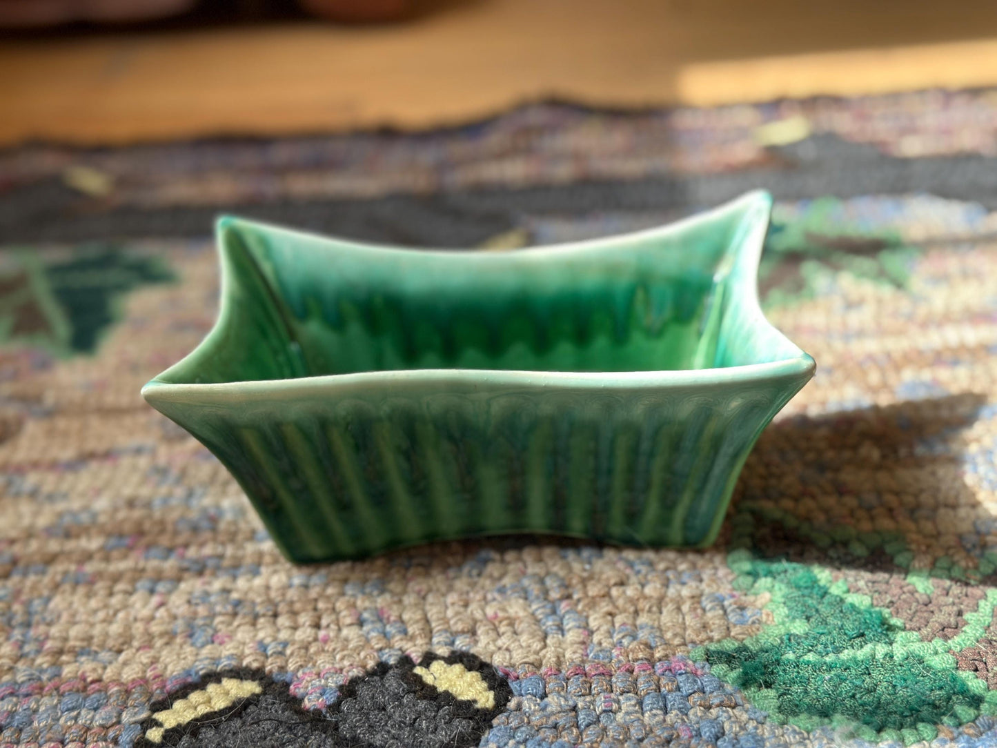 Vintage Marietta Pottery Planter: Green Glazed MCM Ceramic Dish M-105