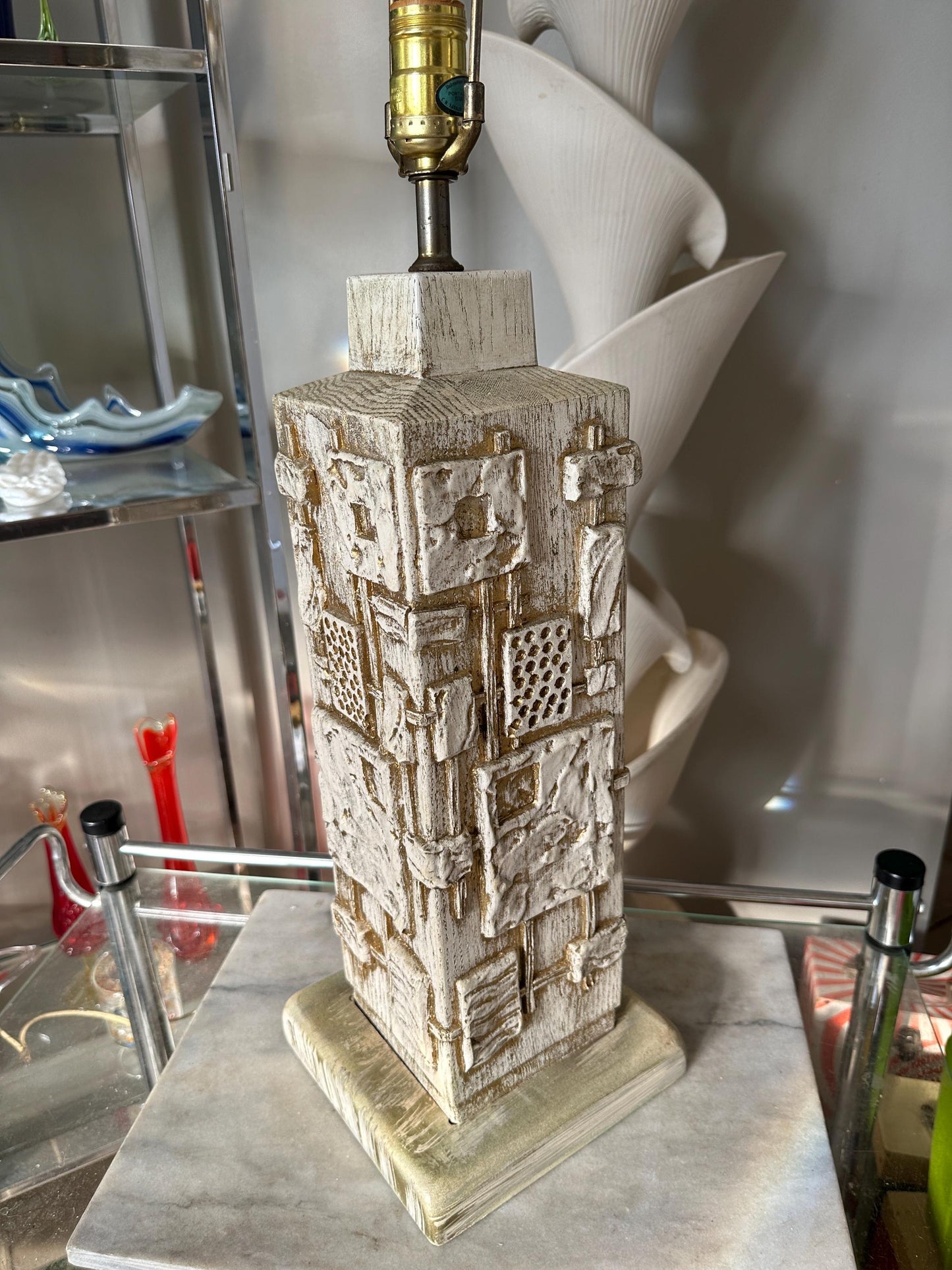 C.N. Burman Brutalist Table Lamp: 1970s Mid-Century Modern Lighting