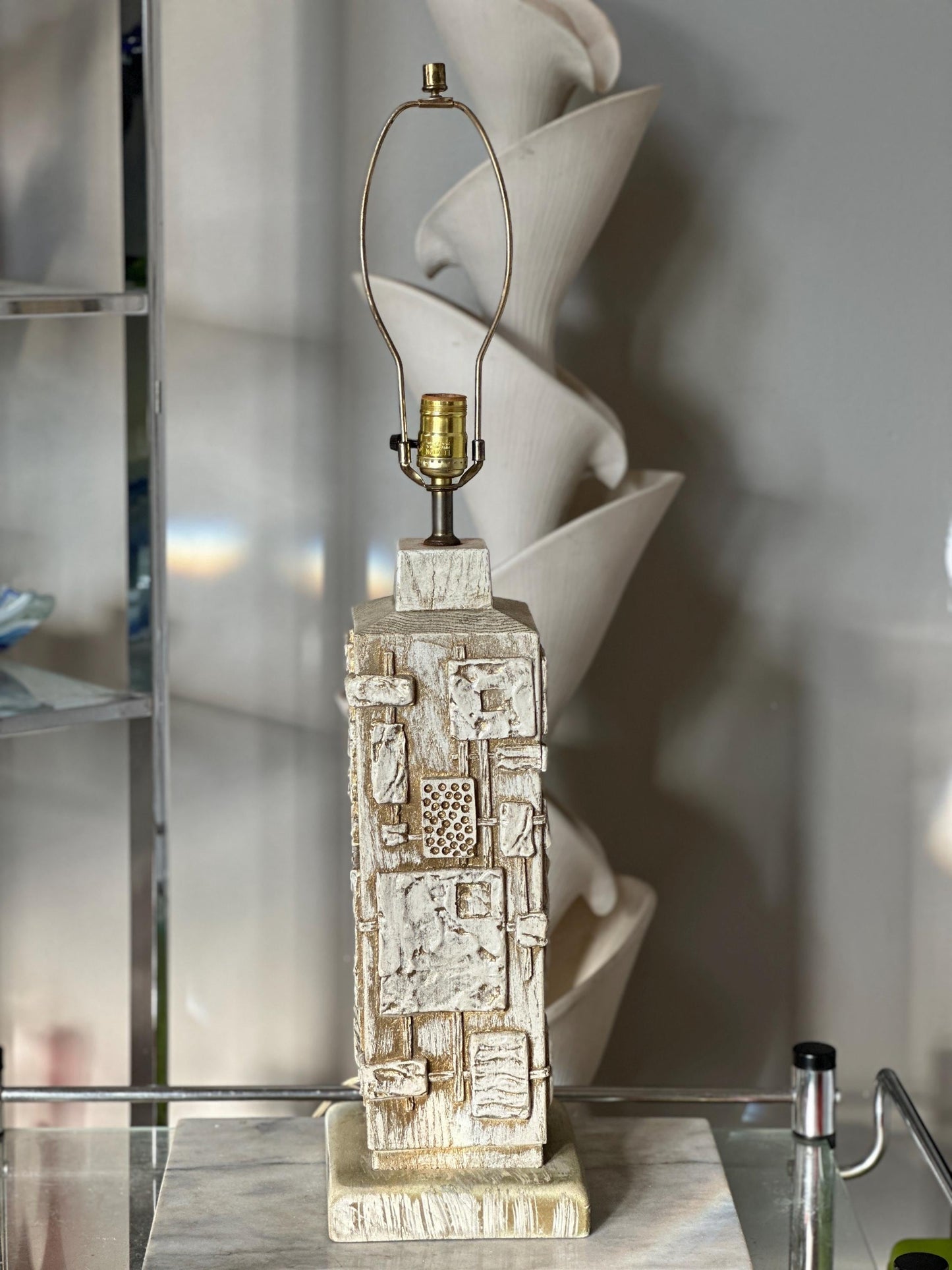 C.N. Burman Brutalist Table Lamp: 1970s Mid-Century Modern Lighting