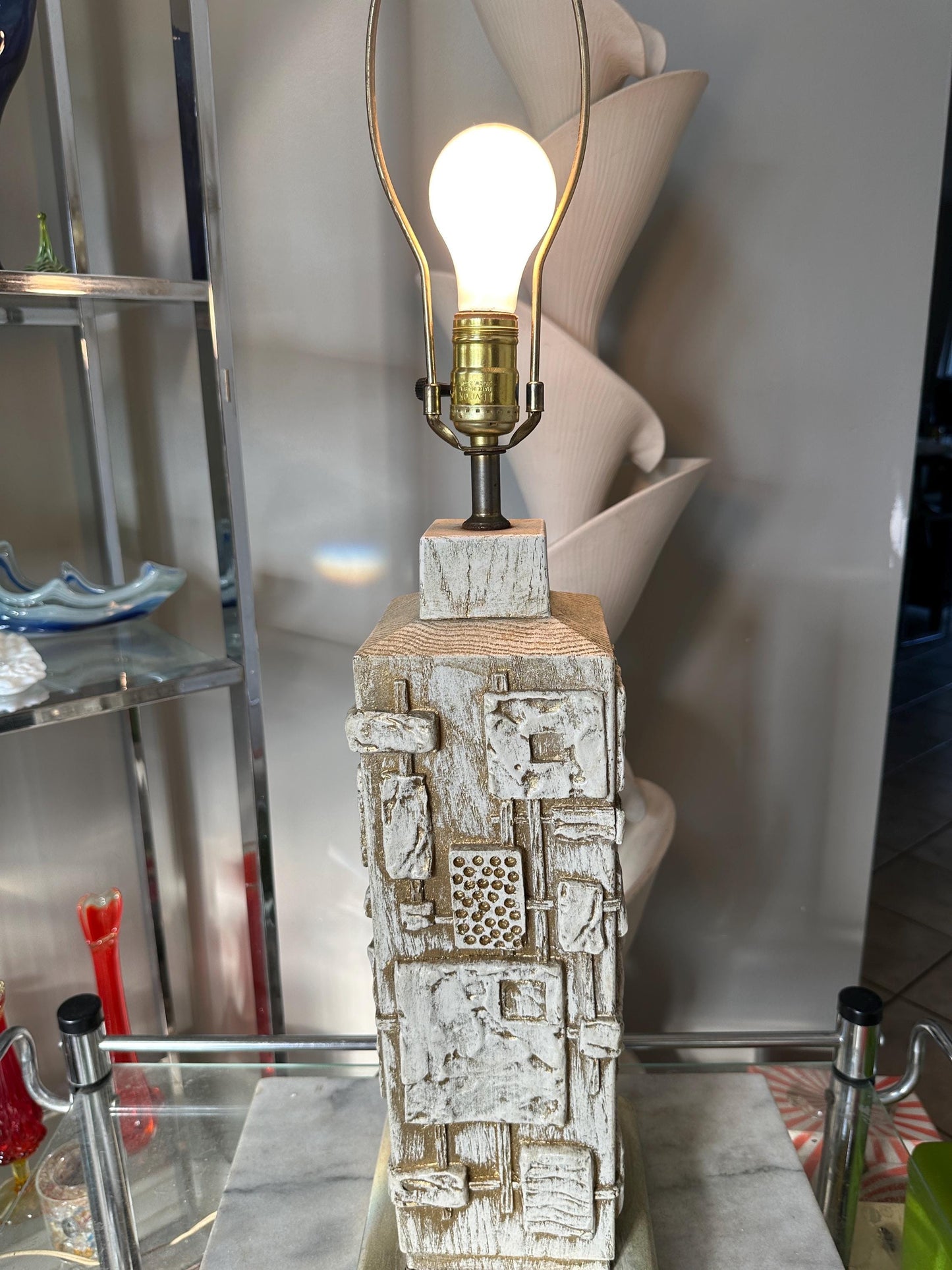 C.N. Burman Brutalist Table Lamp: 1970s Mid-Century Modern Lighting