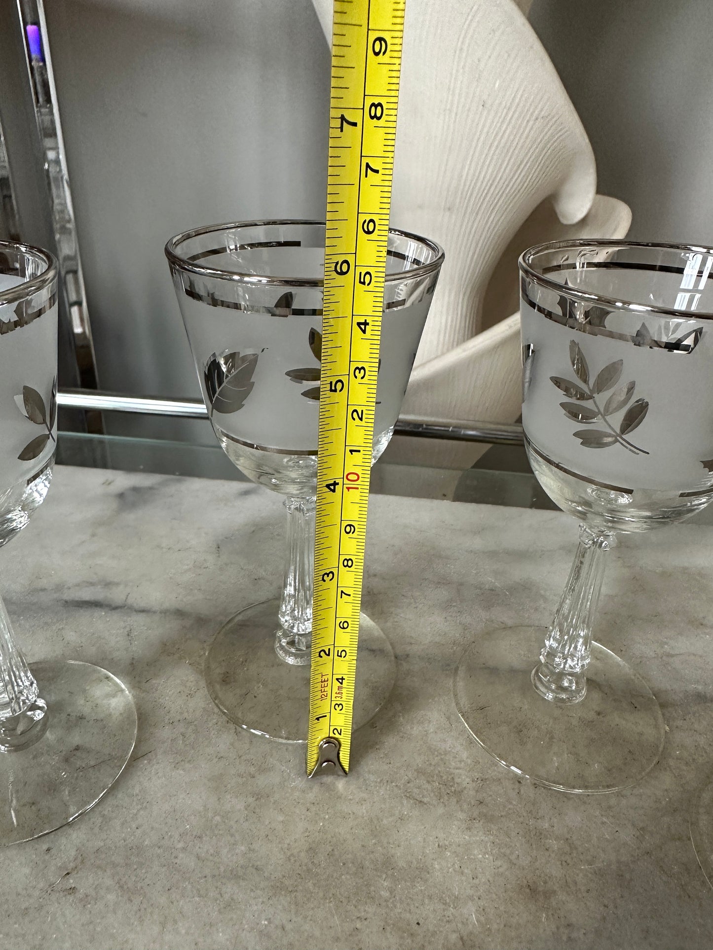Vintage Libbey Silver Foliage Stemmed Glasses, a Set of 4