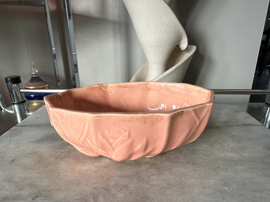1940s Nelson McCoy Pottery Pink Lily Bud Console Bowl, Collectible Art Pottery, Indoor Planter