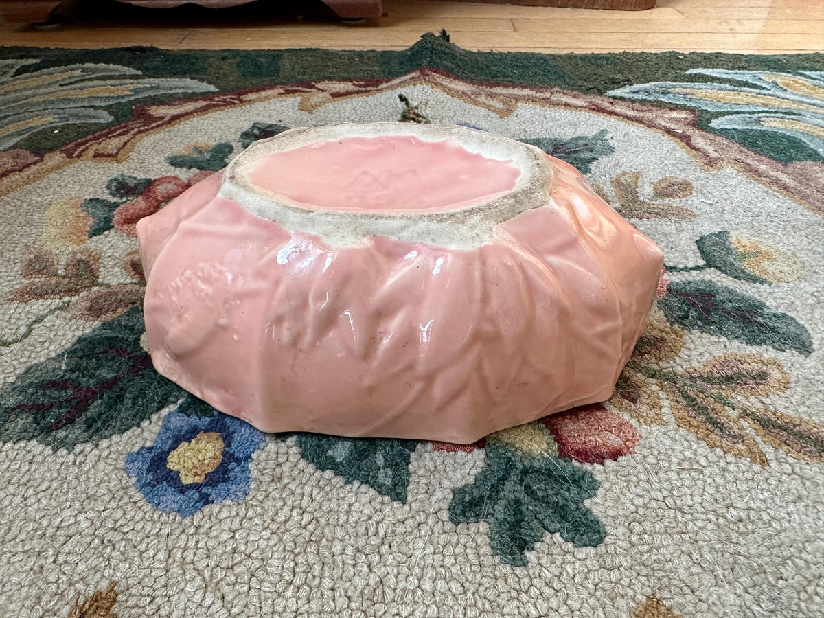 1940s Nelson McCoy Pottery Pink Lily Bud Console Bowl, Collectible Art Pottery, Indoor Planter