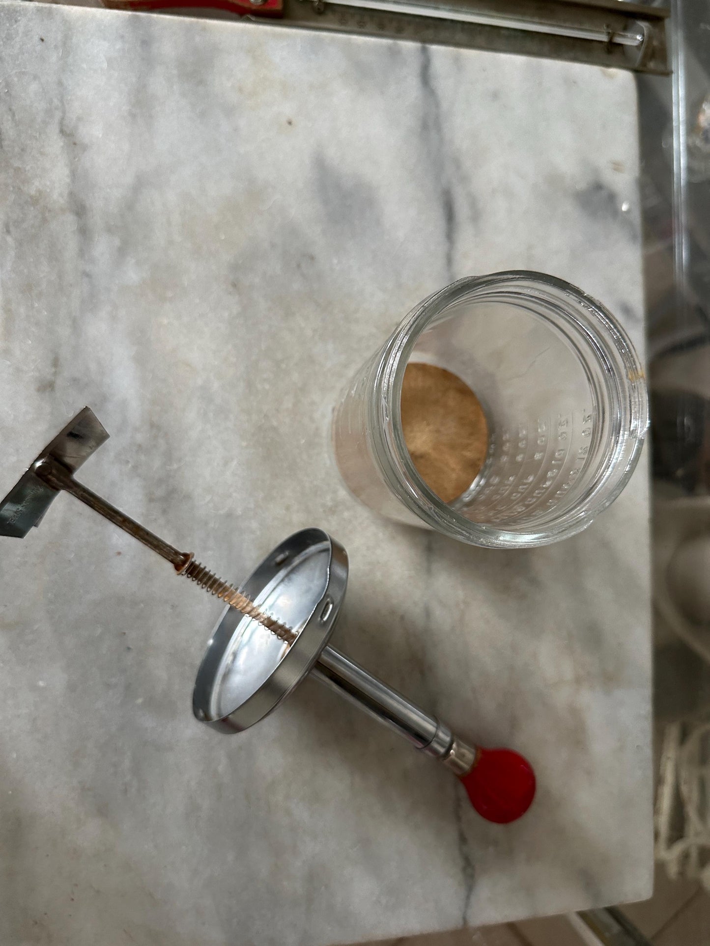Vintage Red Kitchenware Set: Shakers, Chopper & Candy Thermometer
