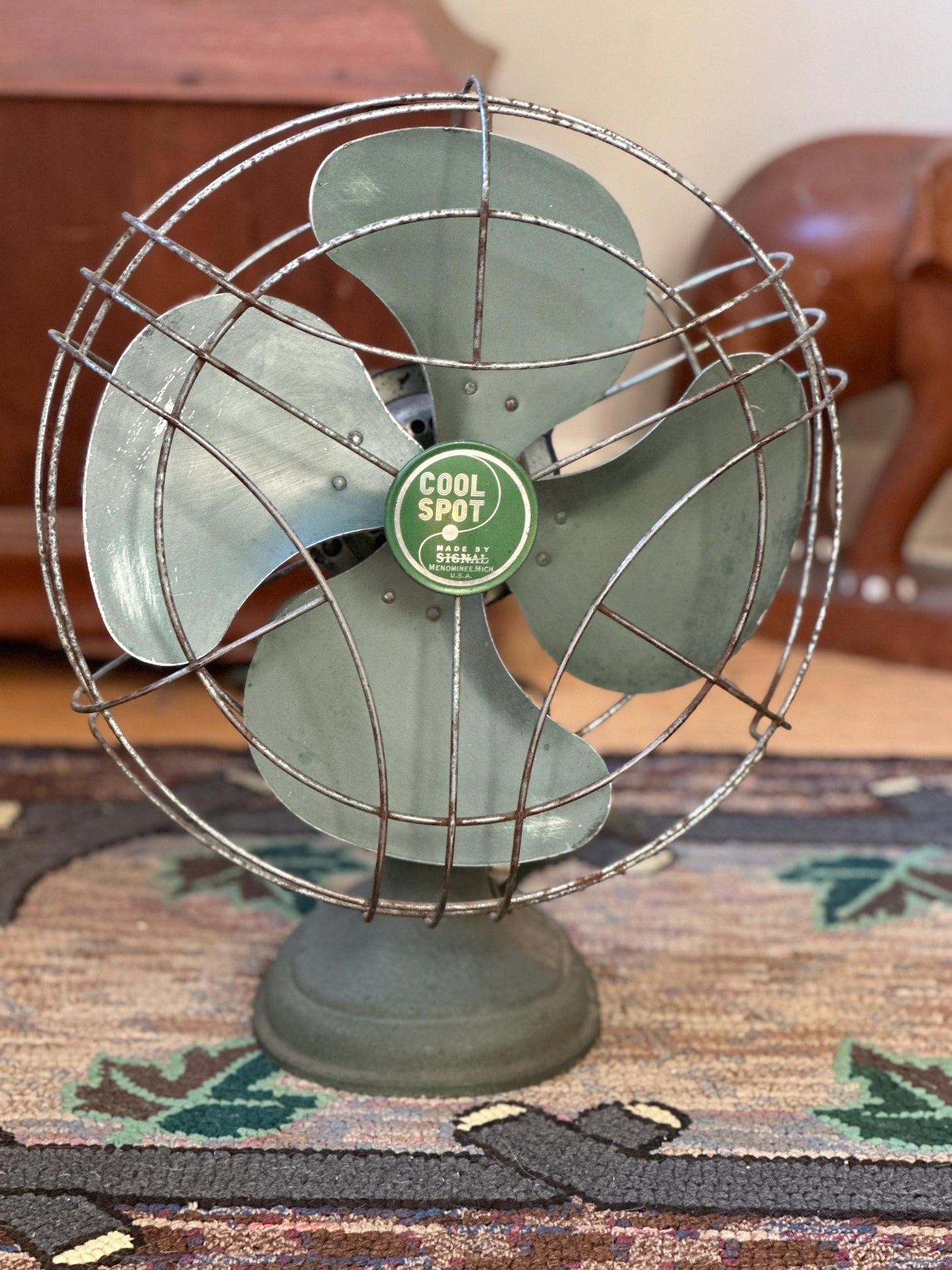 Vintage Cool Slot Metal Fan |Made by Signal | Menominee Mich, USA | Industrial Cage Fan | Works