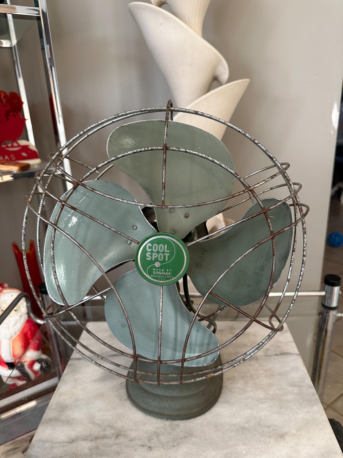 Vintage Cool Slot Metal Fan |Made by Signal | Menominee Mich, USA | Industrial Cage Fan | Works