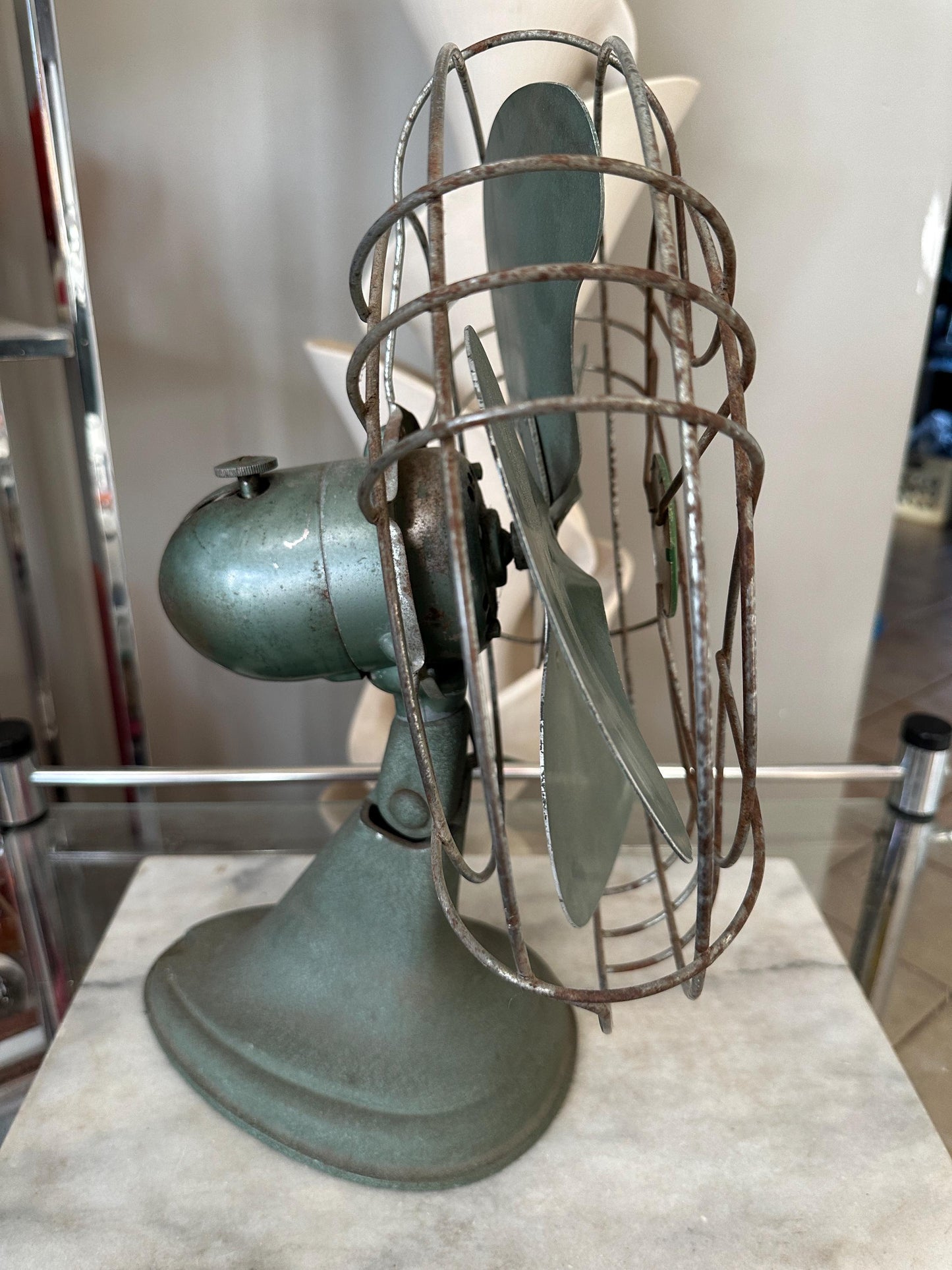 Vintage Cool Slot Metal Fan |Made by Signal | Menominee Mich, USA | Industrial Cage Fan | Works