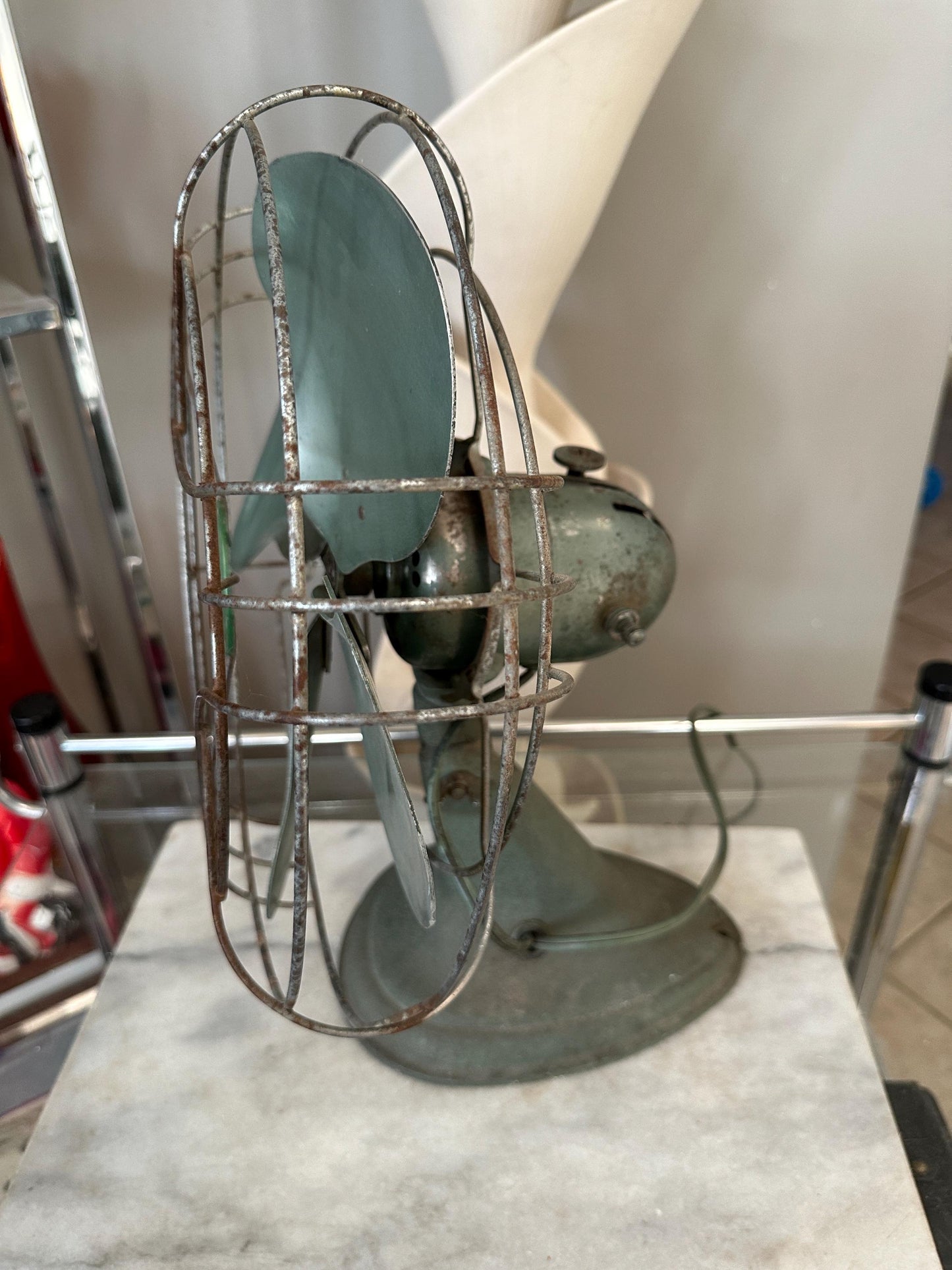 Vintage Cool Slot Metal Fan |Made by Signal | Menominee Mich, USA | Industrial Cage Fan | Works