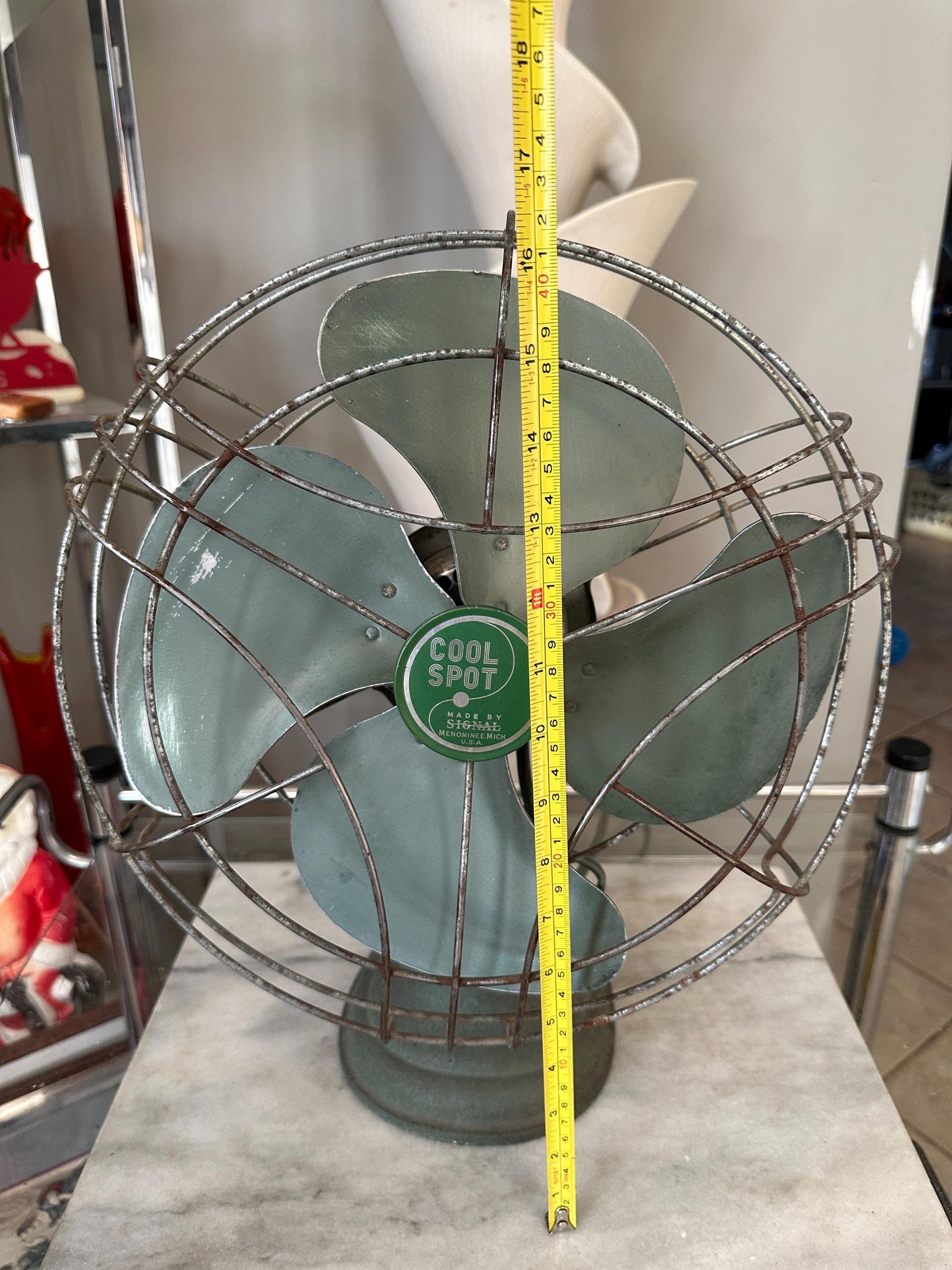 Vintage Cool Slot Metal Fan |Made by Signal | Menominee Mich, USA | Industrial Cage Fan | Works