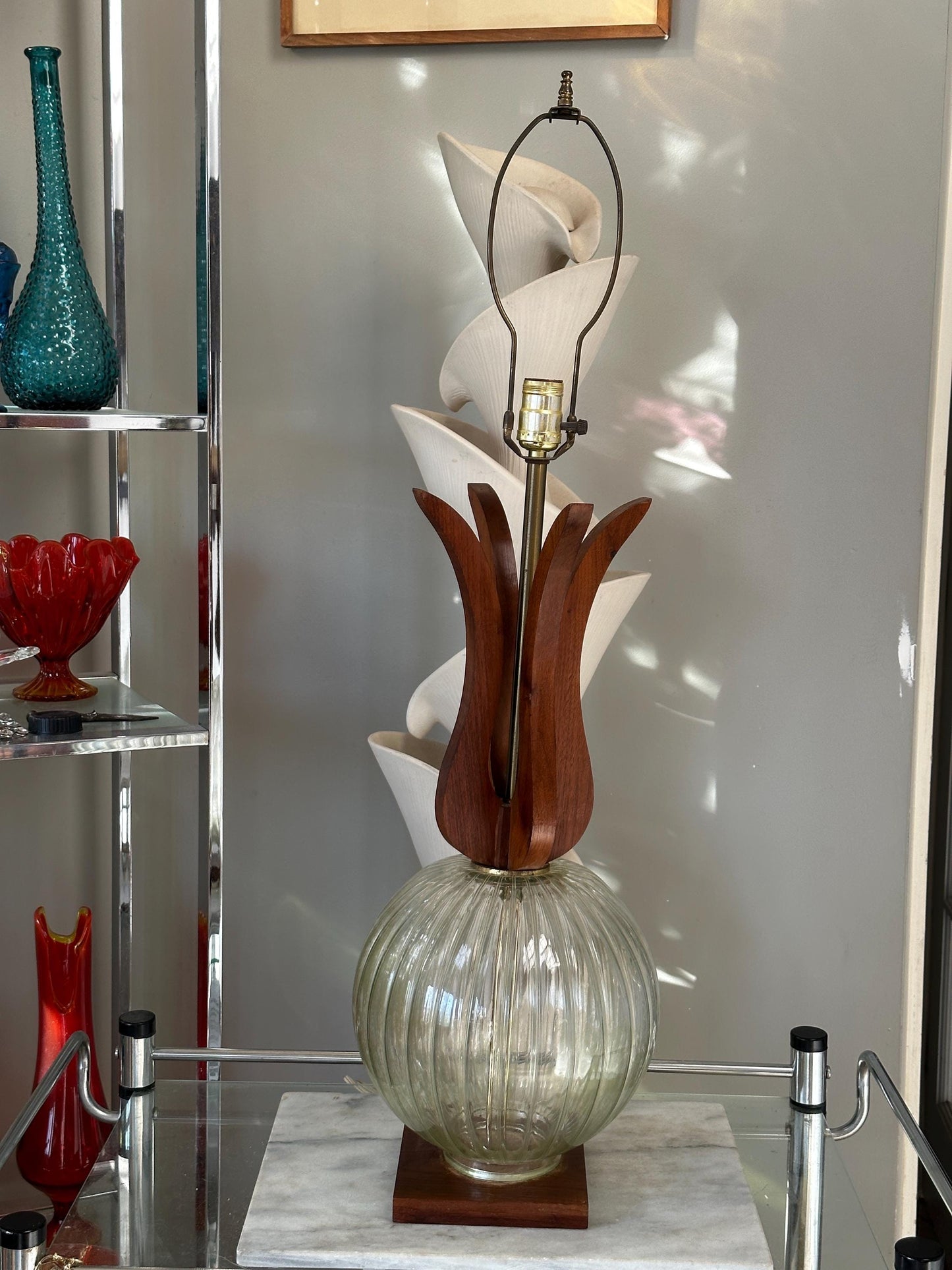 Scandinavian Modern Mid-Century Table Lamp in Pineapple Form