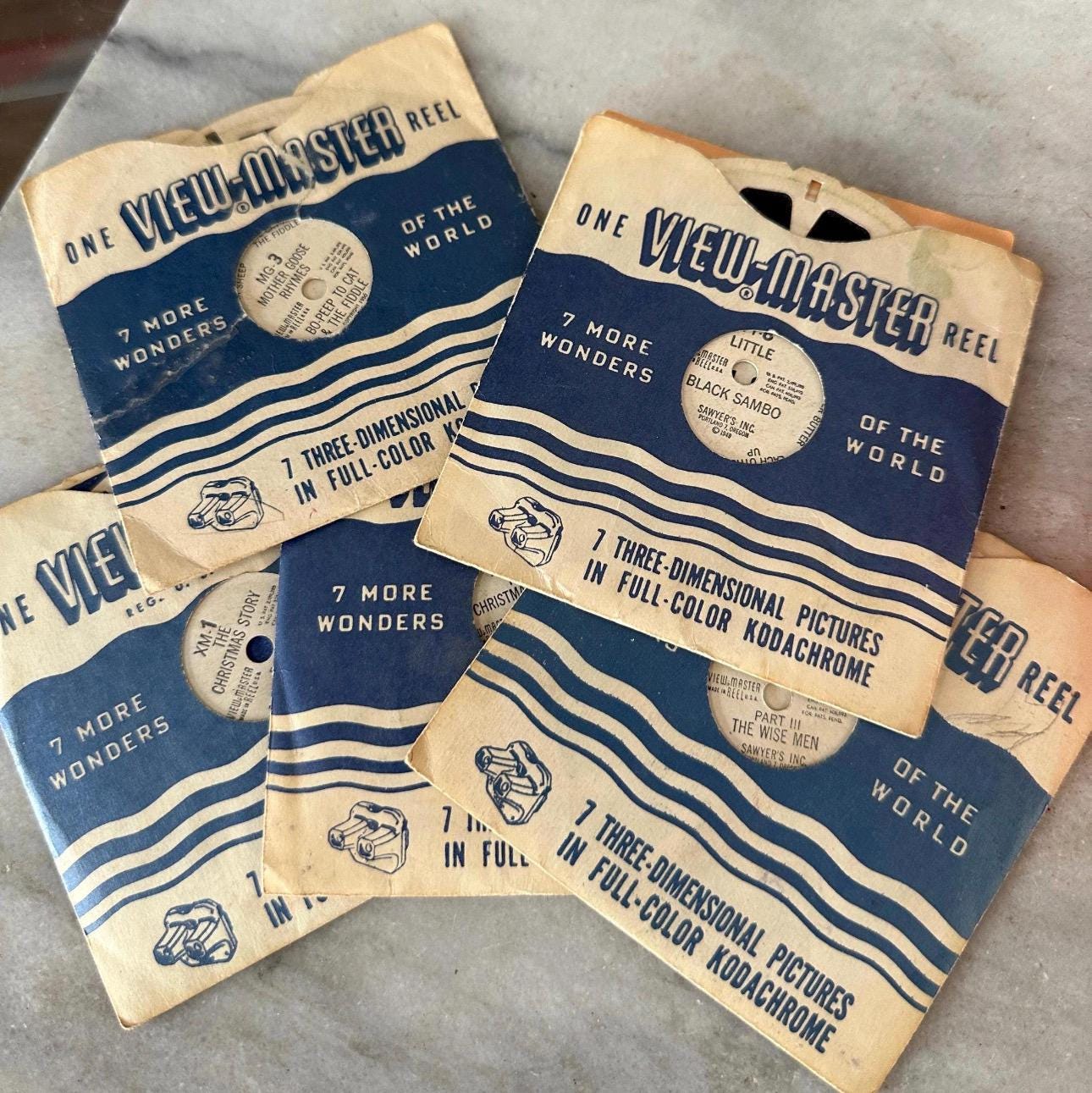 Vintage Red View-Master 3D Toy with 5 Reels: Christmas Story, Mother Goose