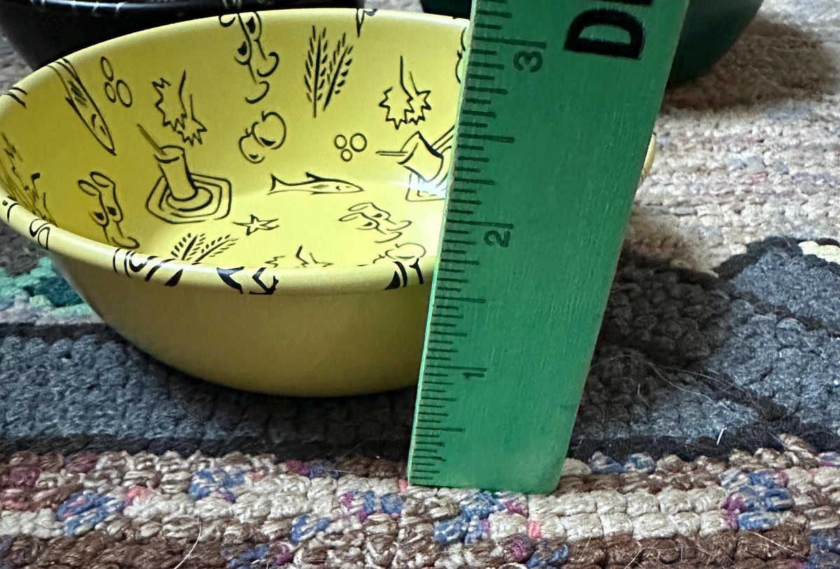 Vintage MCM Aluminum Snack Bowls: Fish & Wine Theme, Set of 3