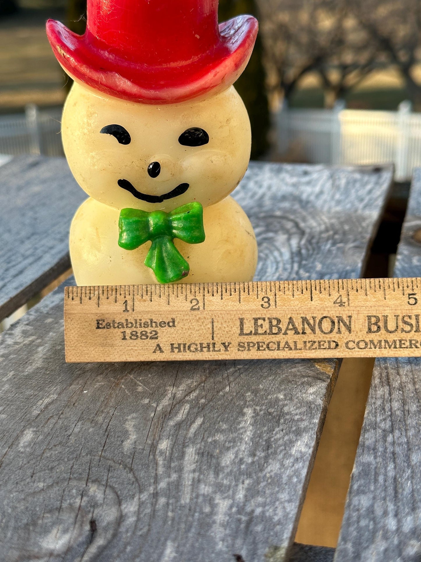 Vintage Mid Century Modern Snowman Top Hat Christmas Candle 8 1/2" Tall