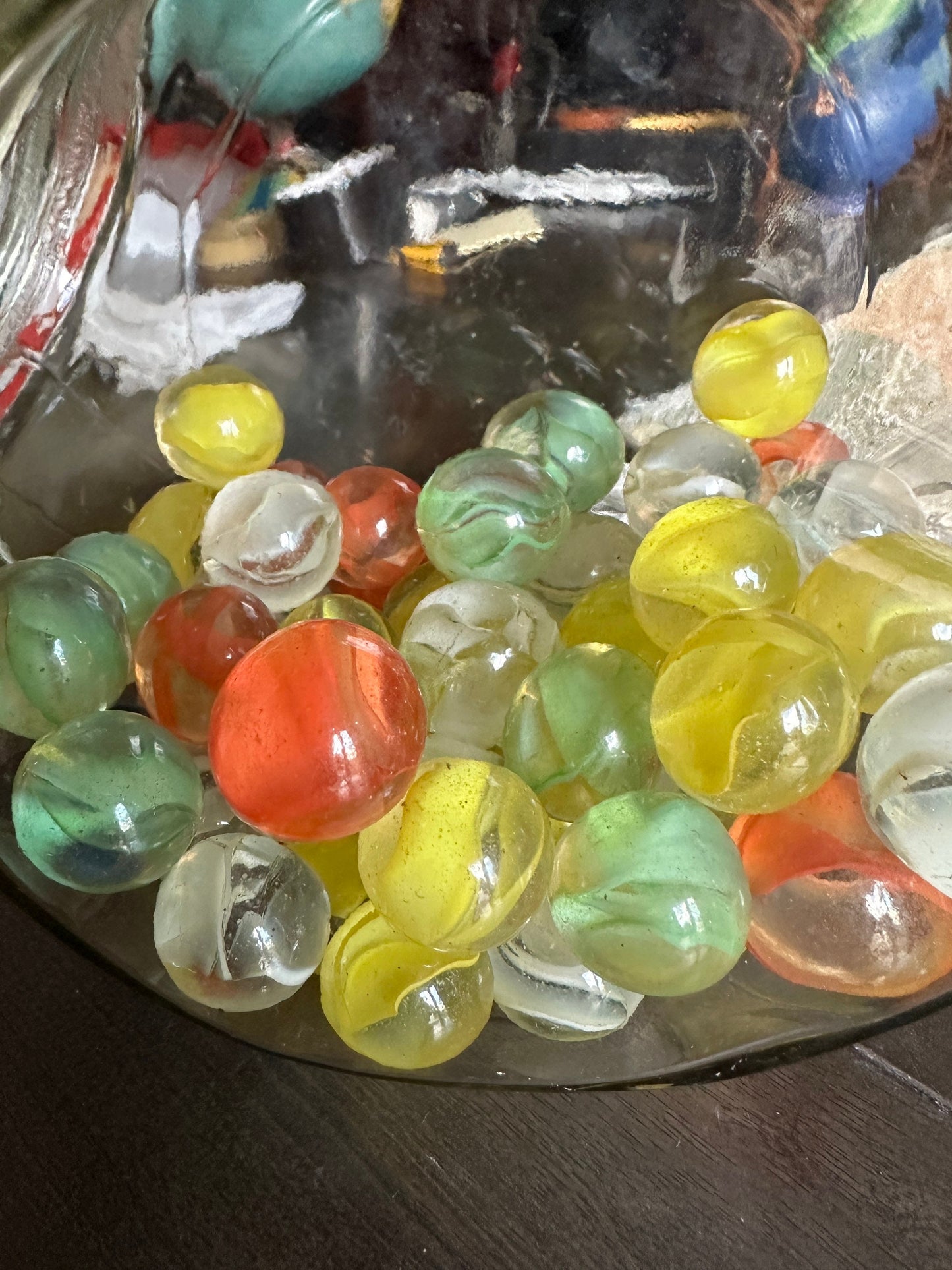 Vintage Cat Eye Marbles Set - 50+ Glass Marbles in Penny Candy Jar