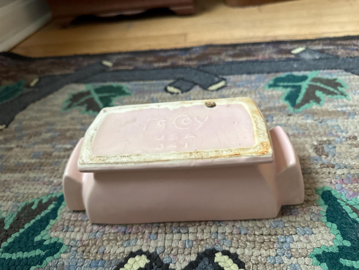 Vintage McCoy Pink Pottery Planter: Mid Century Art Deco Garden Club