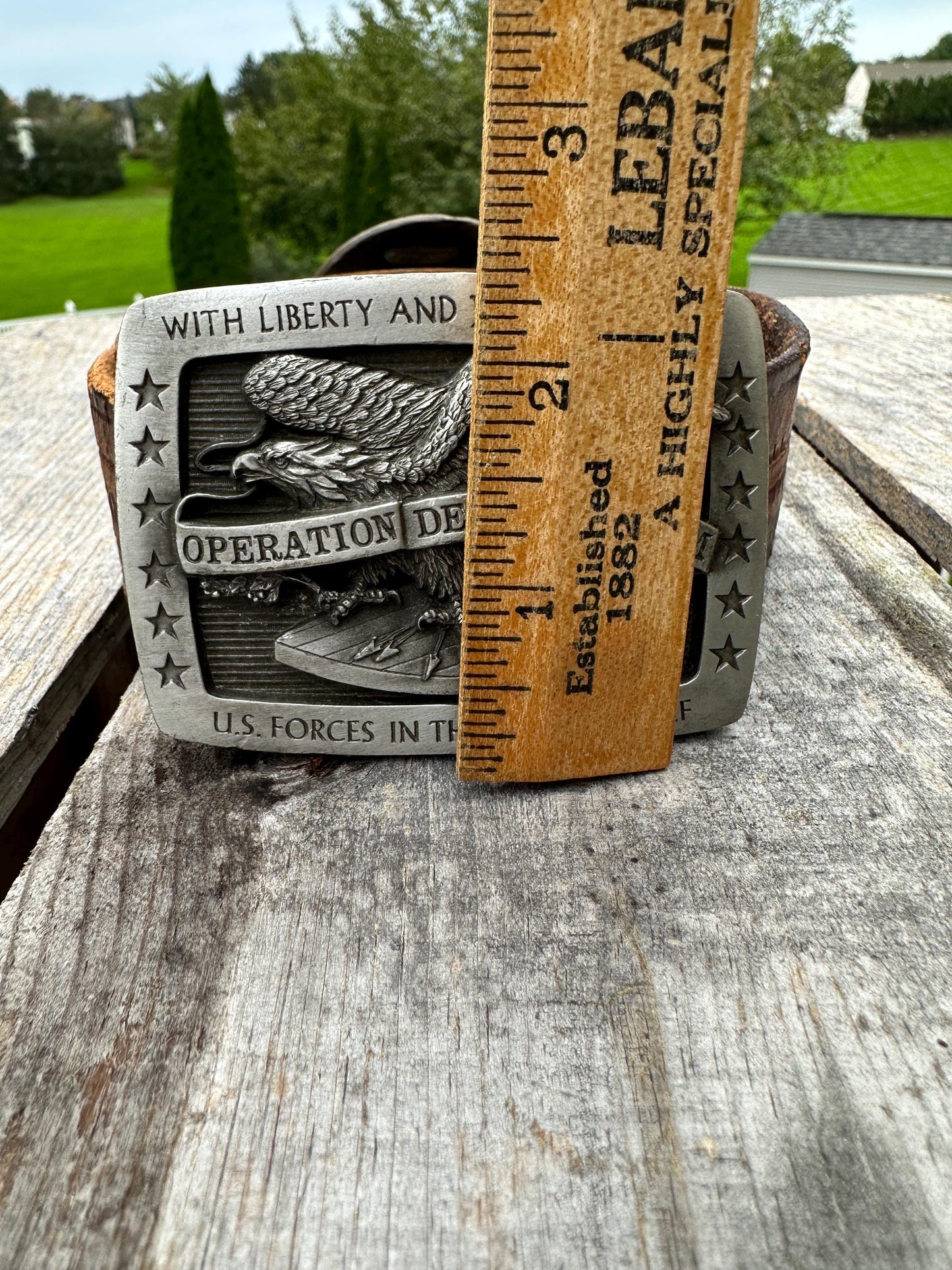 Vtg MCMXC Operation Desert Storm War Eagle Commemorative Belt Buckle