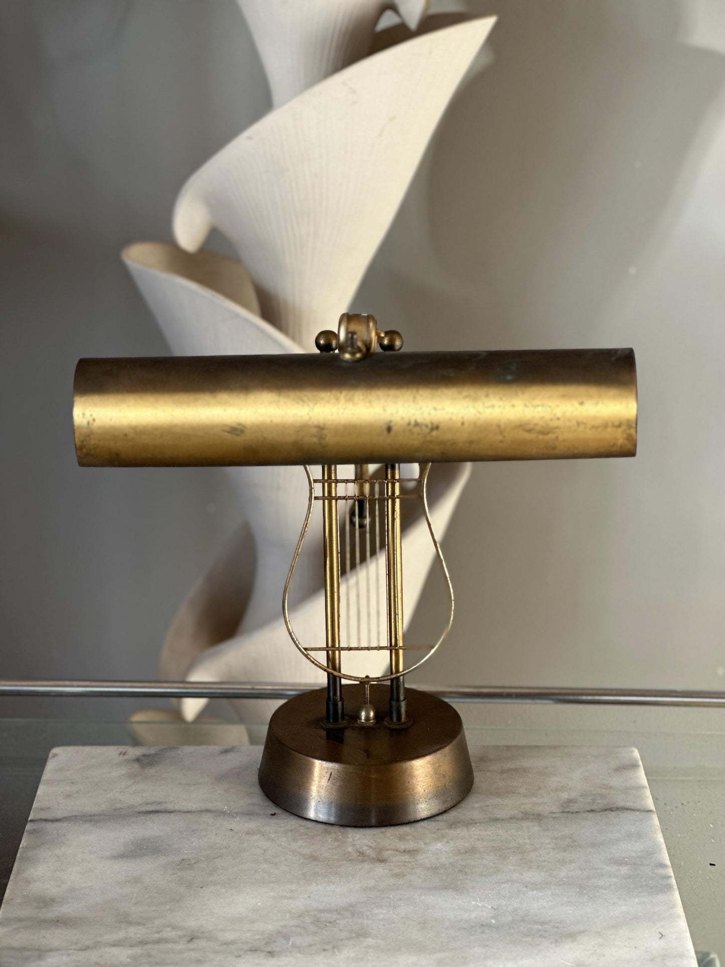 Vintage 1970S HARP BRASS LAMP