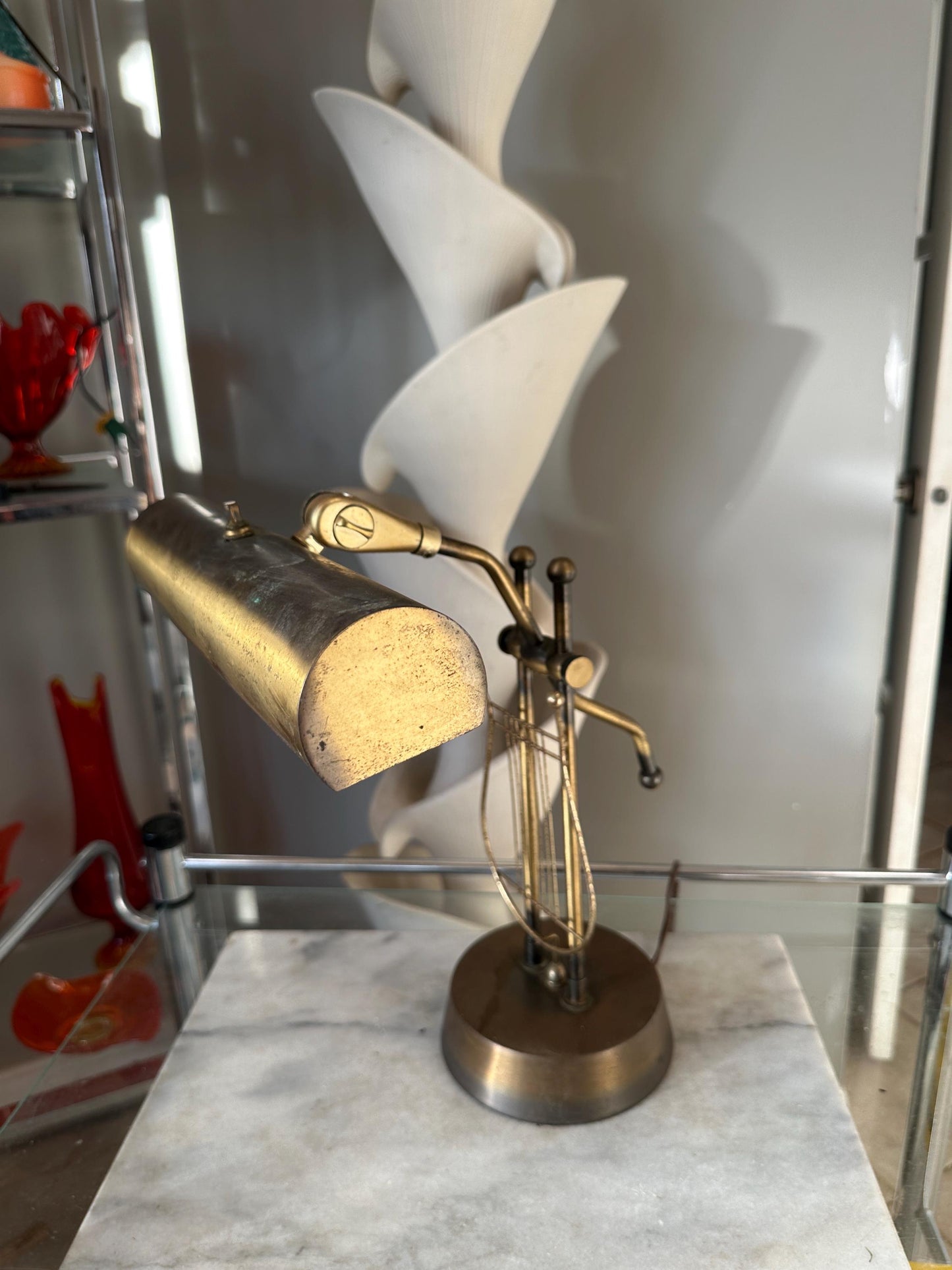 Vintage 1970S HARP BRASS LAMP