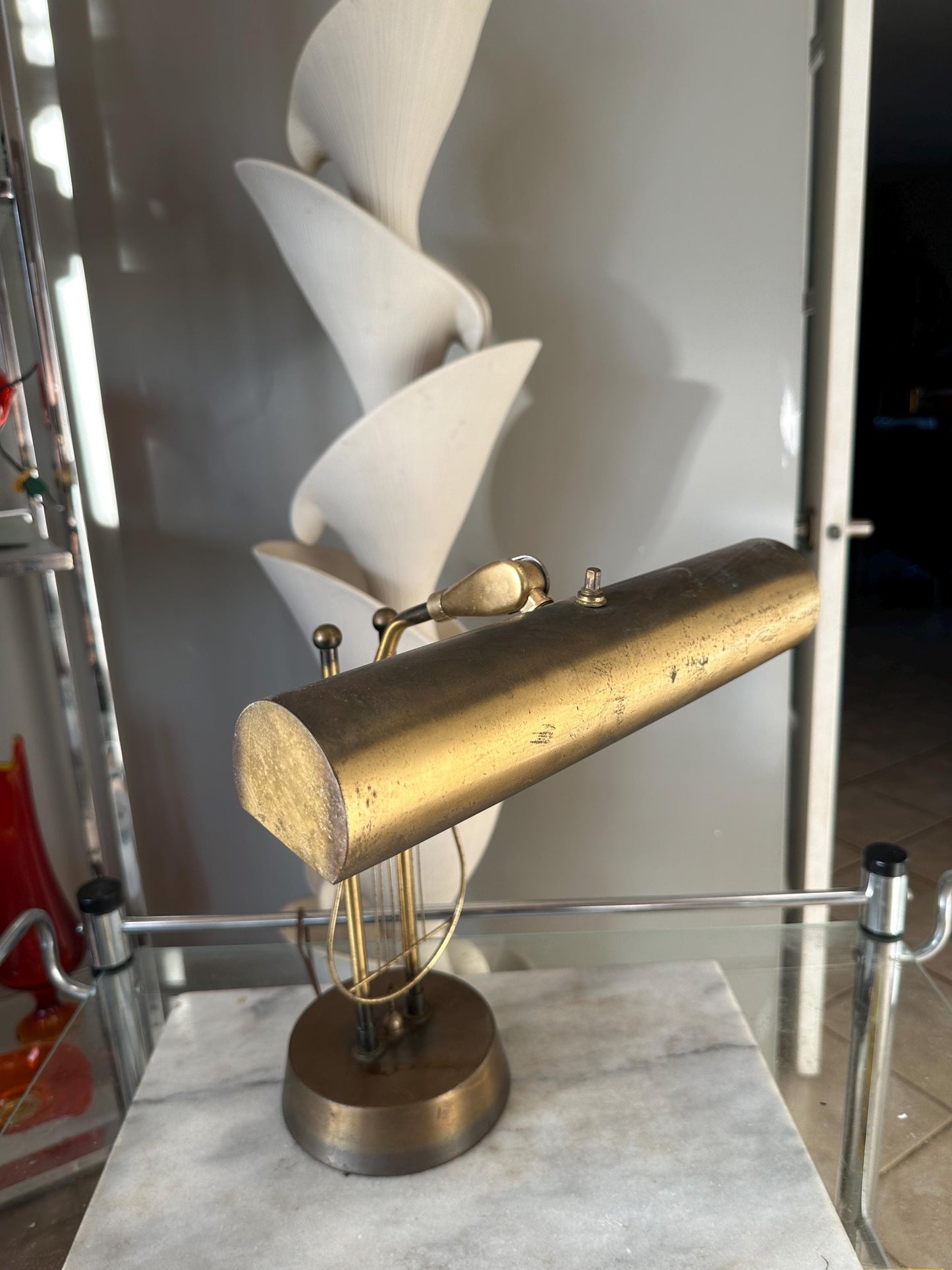 Vintage 1970S HARP BRASS LAMP