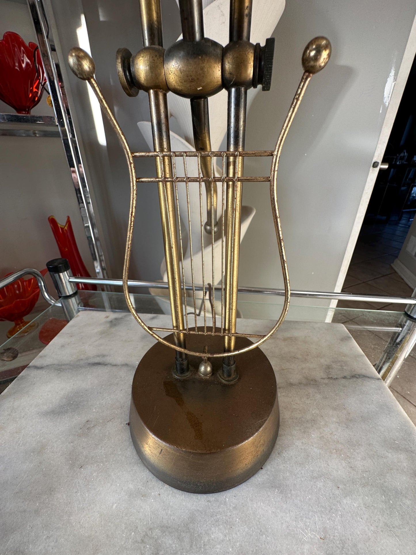 Vintage 1970S HARP BRASS LAMP
