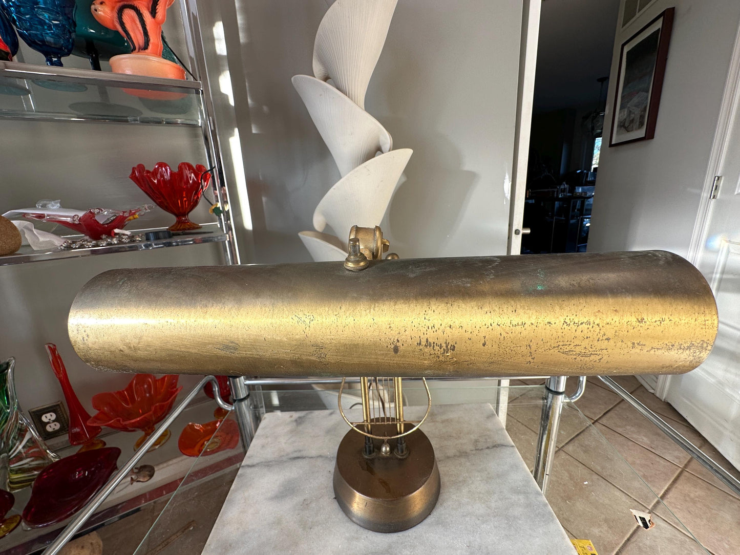 Vintage 1970S HARP BRASS LAMP