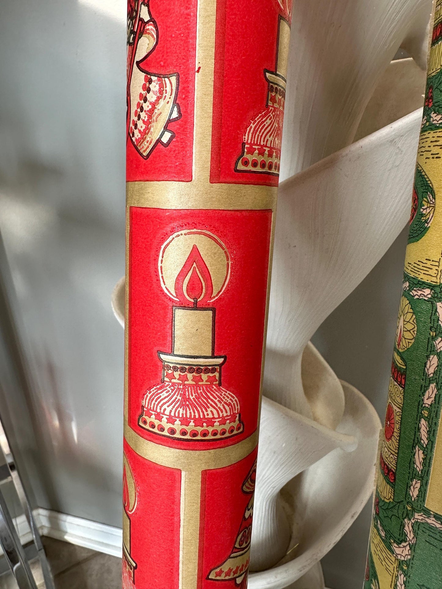 Vintage Christmas Wrapping Paper Rolls: MCM Angel, Candle, Ornament Designs