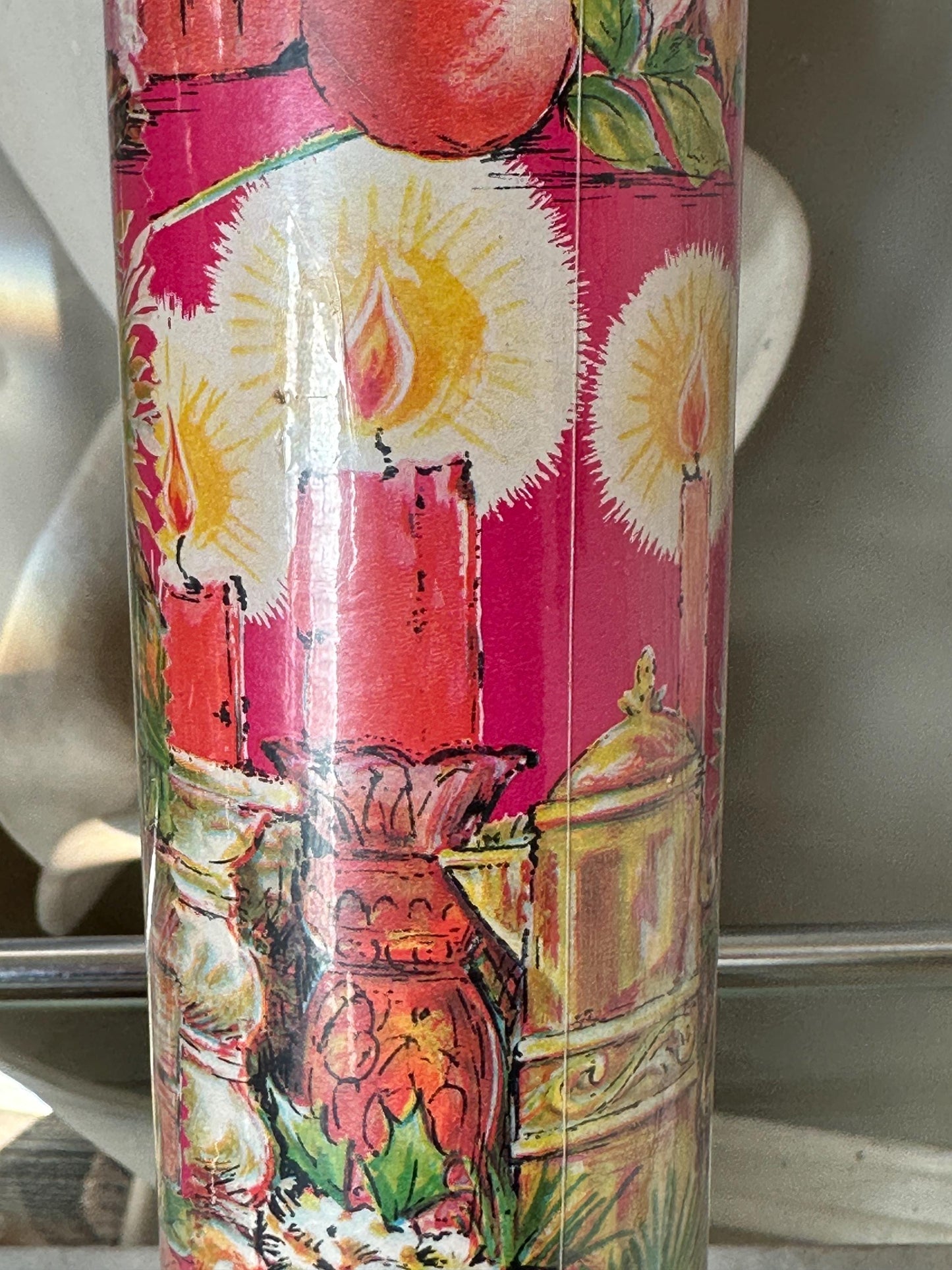 1960s Christmas Gift Wrap Roll Sealed Retro  Candles NOS Vintage Christmas, Red | Kmart Retro Wallpaper