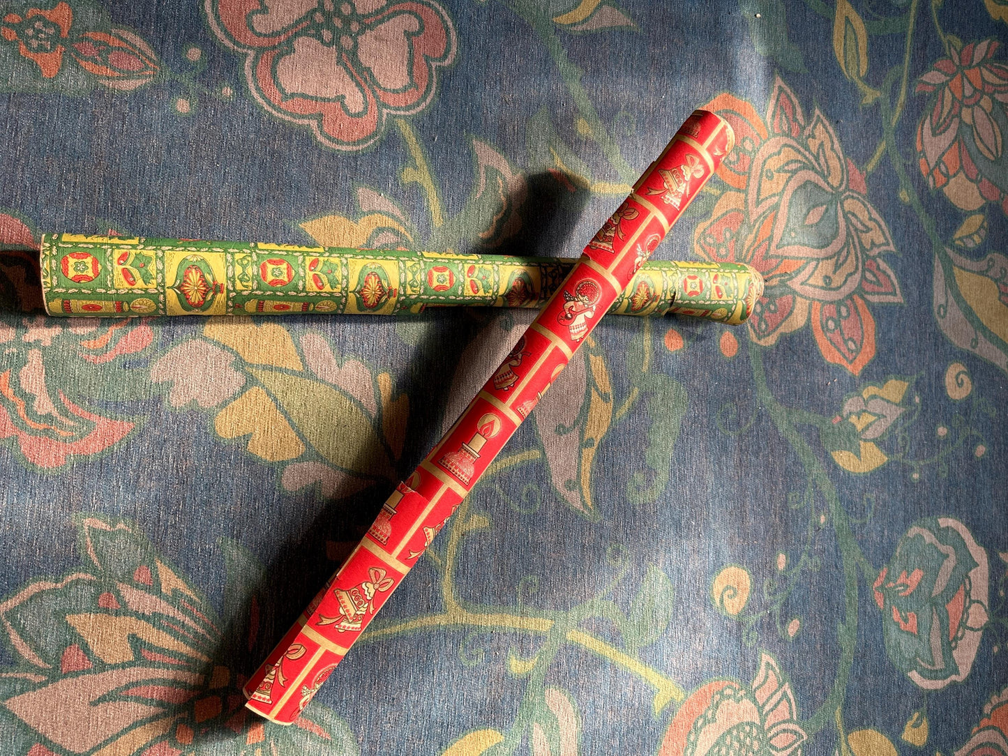 Vintage Christmas Wrapping Paper Rolls: MCM Angel, Candle, Ornament Designs