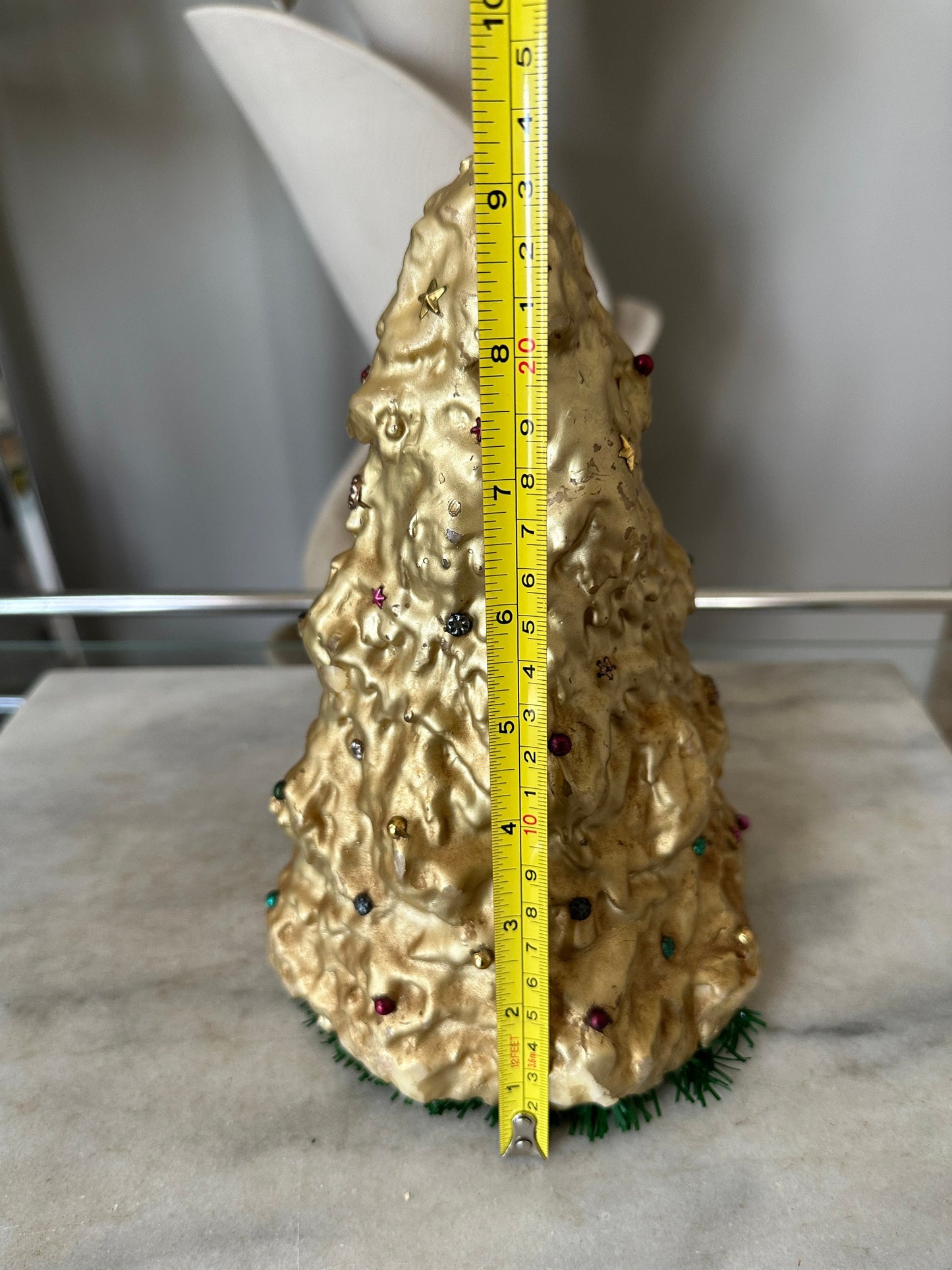 Vintage Large 1950s MCM Penn Wax Works Christmas Tree Holiday Candle ~ 9” H