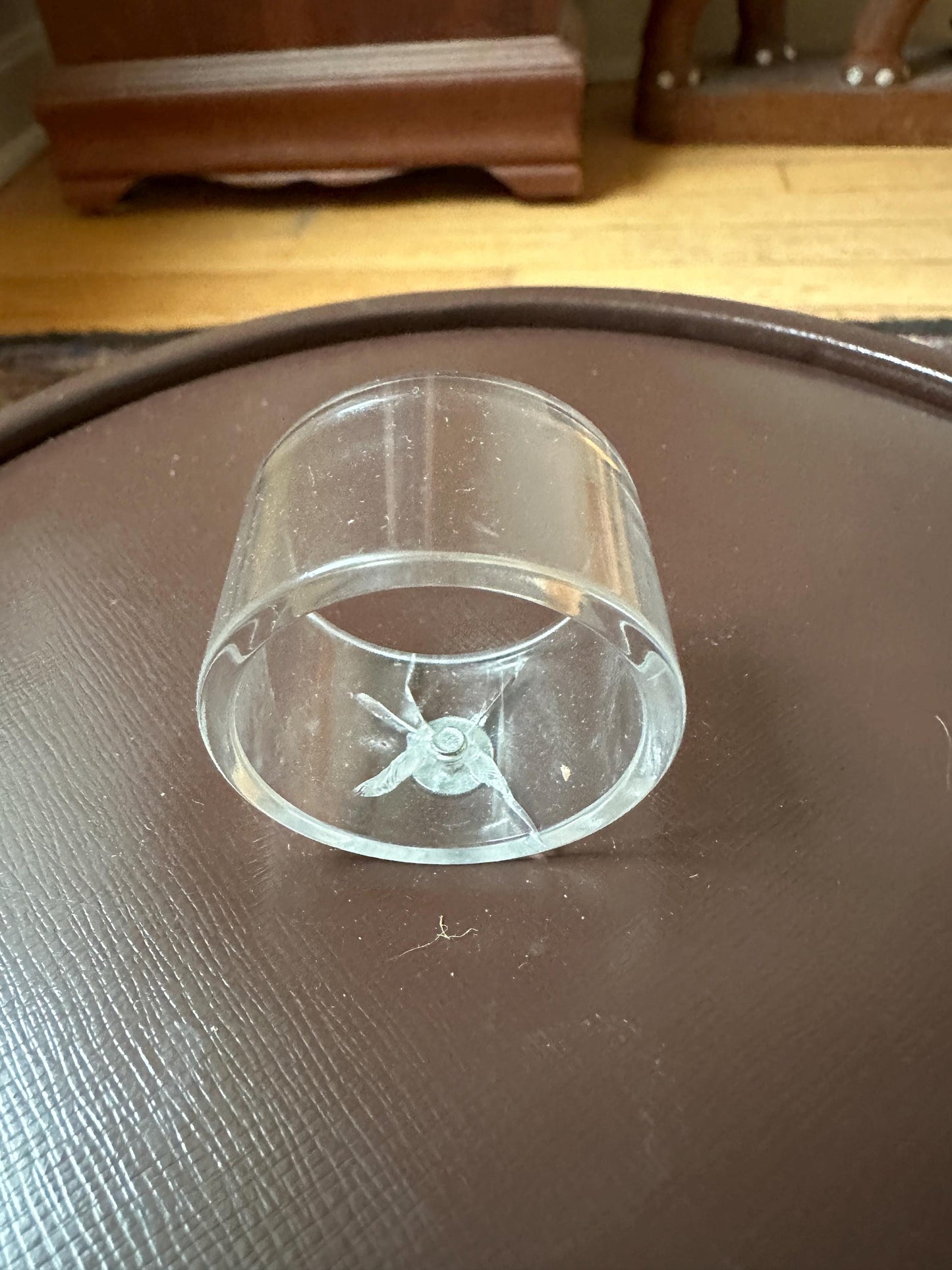 Vintage Kraftware Brown Faux Leather Acrylic and Clear Lucite Ice Bucket Barware Cocktails